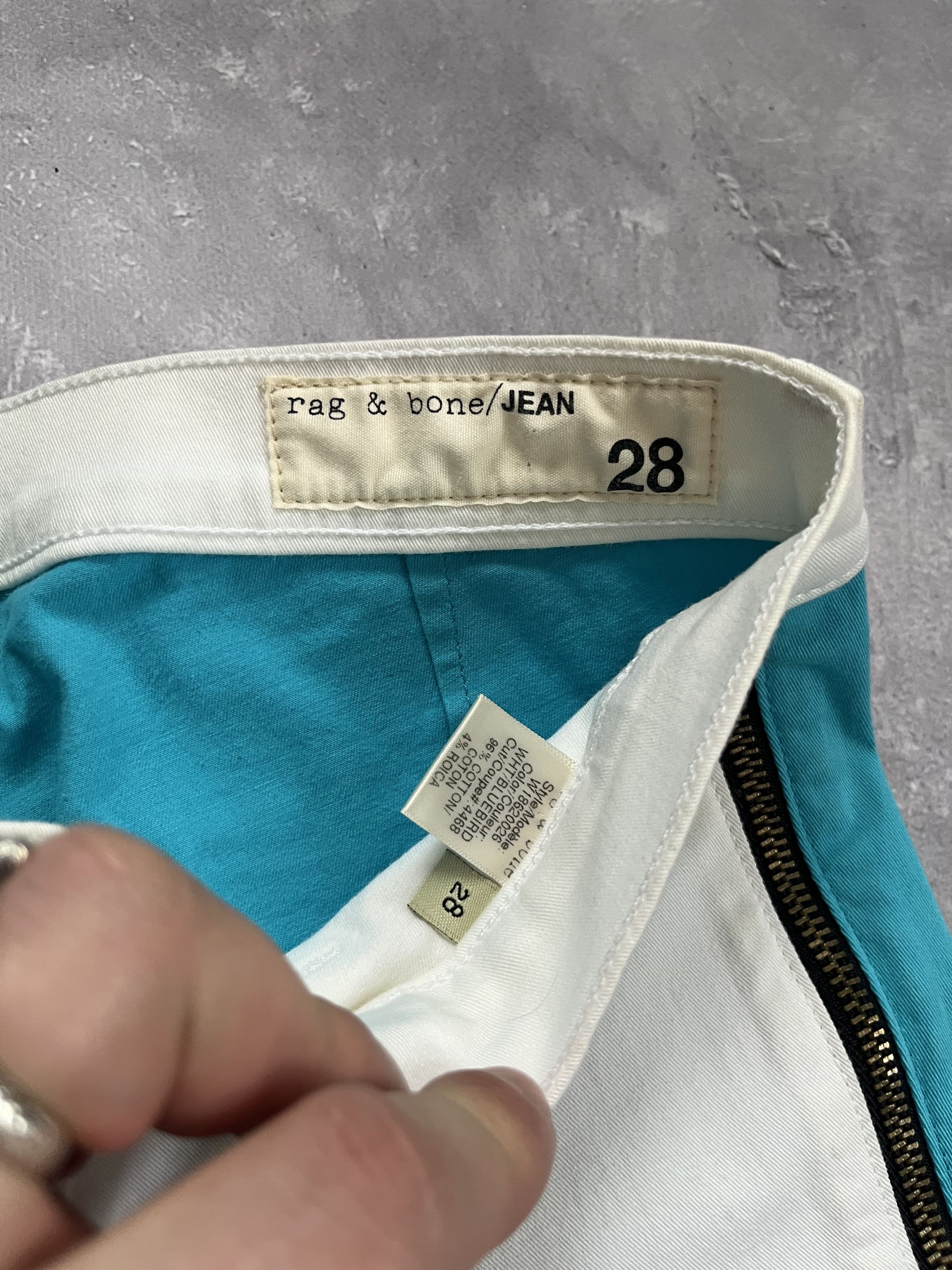 Rag & Bone Rag & Bone Skinny Jeans White Turquoise Zip Designer Pants Size 28" / US 6 / IT 42 - 10 Thumbnail