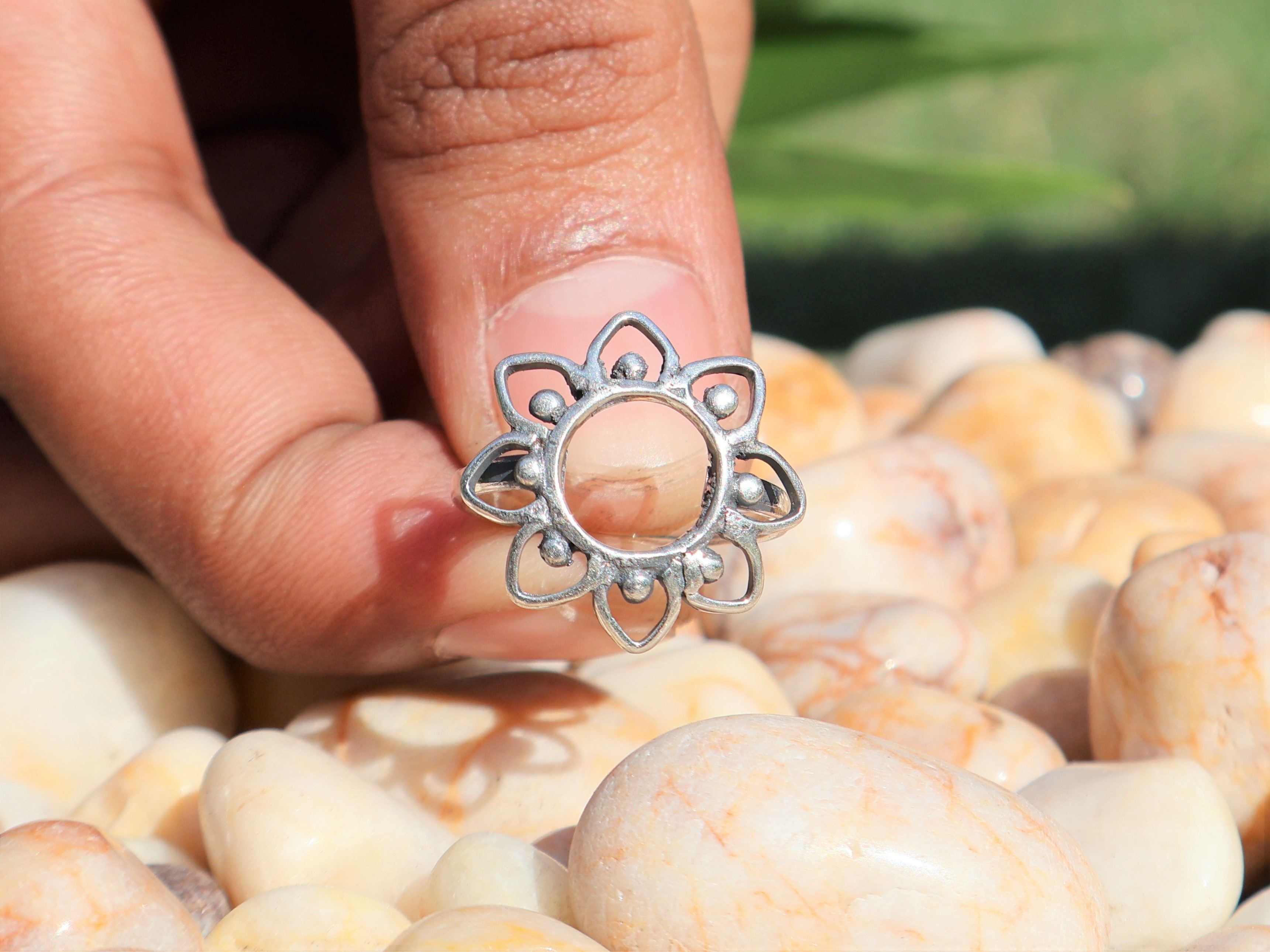 Handmade Silver Flower Ring, 925 Sterling Silver Ring, Handmade Ring, Size ONE SIZE - 5 Thumbnail