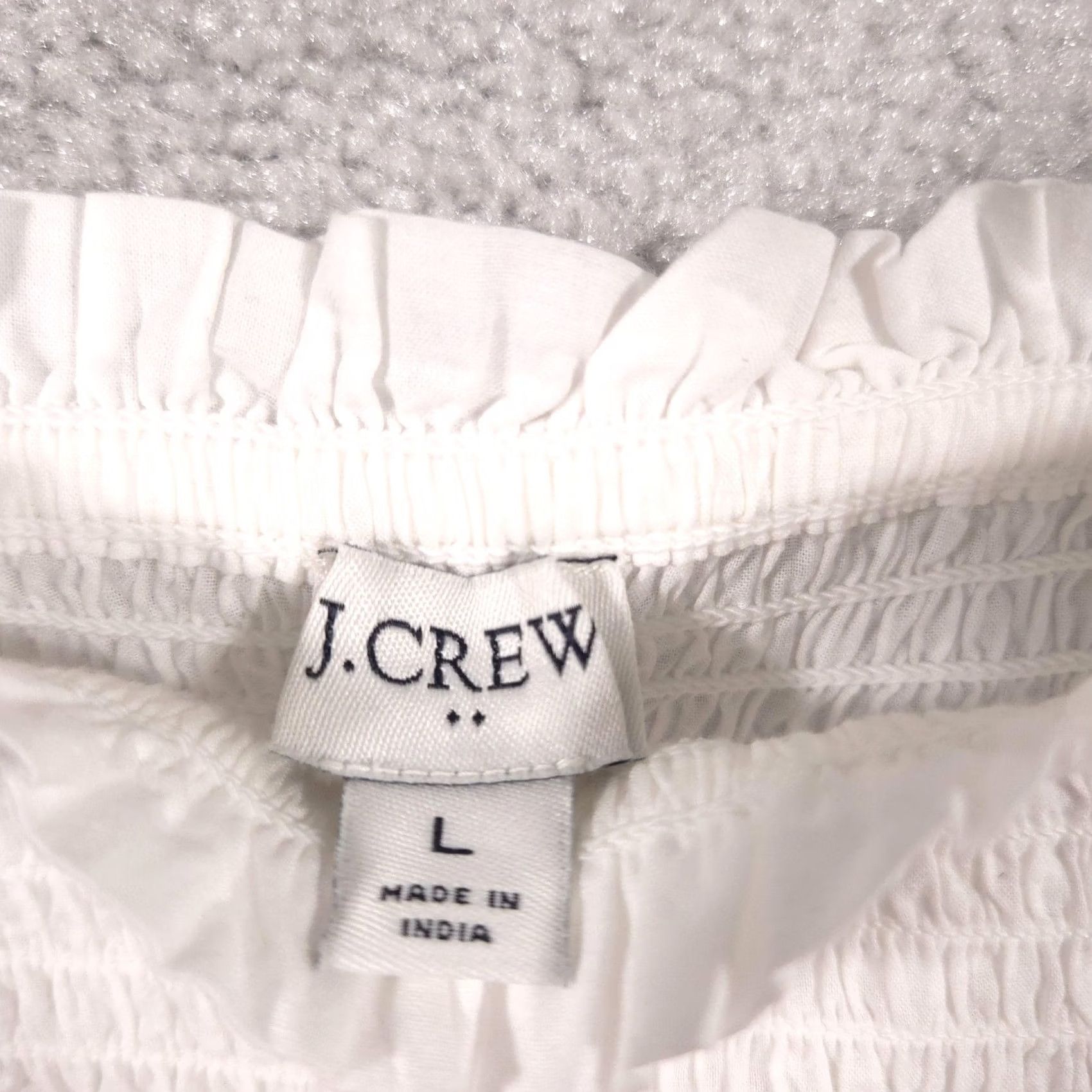 J.Crew J.CREW Tank Womens Large White Smocked Tie Strap Ruffle Peplum Summer Clothing Women Sleeveless Adjustable Strap Camisole Short Dress Alternative Size L / US 10 / IT 46 - 7 Thumbnail