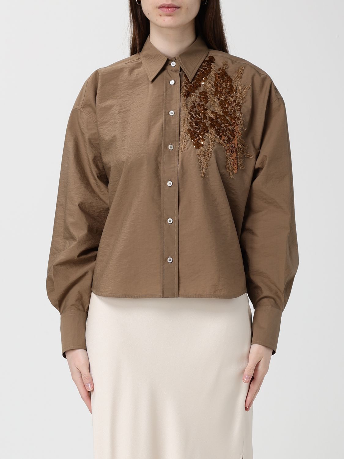 Brunello Cucinelli Brunello Cucinelli Shirt Woman Sand Size L / US 10 / IT 46 - 1 Thumbnail