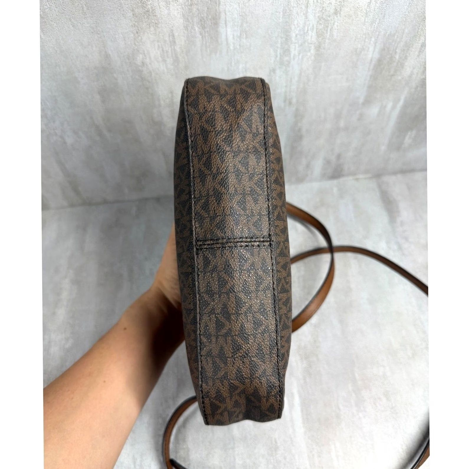 Michael Kors Michael Kors Jet Set Large East West Crossbody Bag Brown Logo Canvas Leather Acorn Strap Chain Flaw Size ONE SIZE - 6 Thumbnail