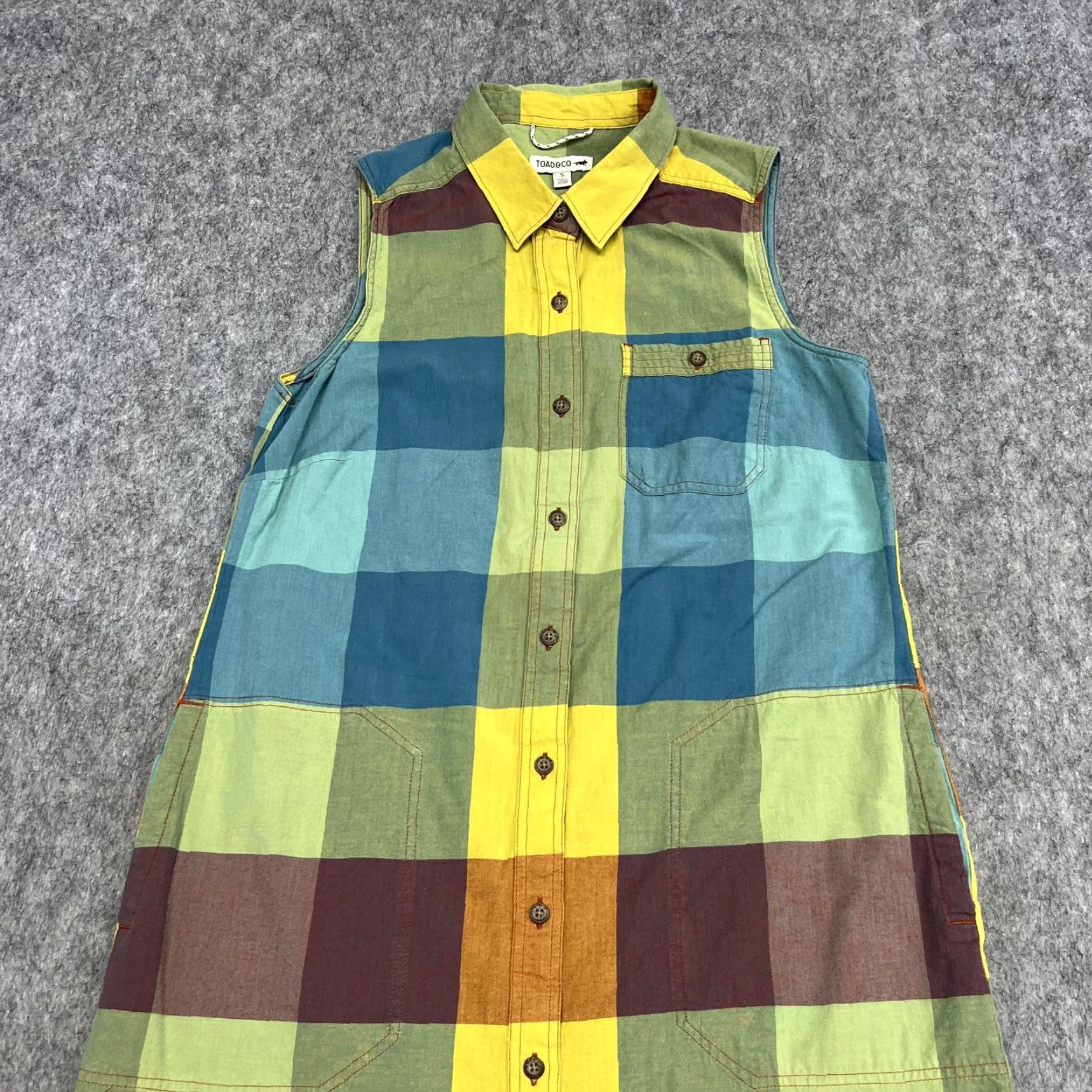 Toad&Co Toad&Co Shirt Dress Womens S Multicolor Plaid Sleeveless Button Front Pockets Size S / US 4 / IT 40 - 4 Thumbnail