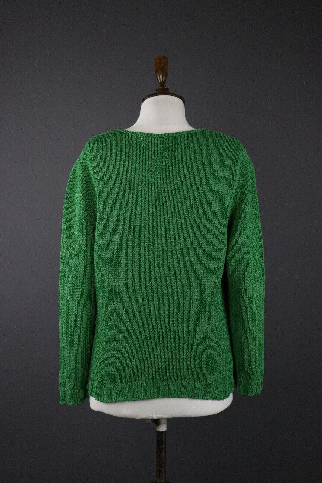 Designer Elisa Cavaletti Loose Green Casual Knit Sweater Size L Size L / US 10 / IT 46 - 6 Thumbnail