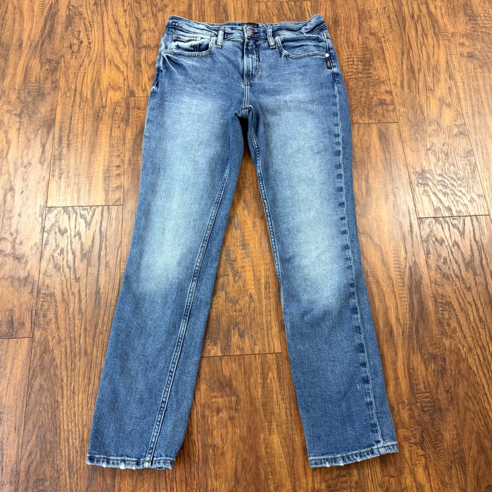 Silver Jeans Co. Silver Jeans Womens Jeans Slim Straight Mid Blue 29x30 27 Regular Stretch Denim Cotton Blend Logo Rise Knits? Size 29" - 2 Thumbnail