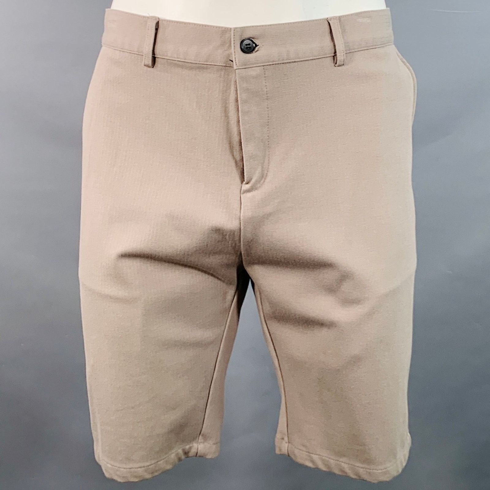 Other MAUVAIS Size 36 Tan Herringbone Rayon Blend Zip Fly Shorts Size US 36 / EU 52 - 1 Thumbnail