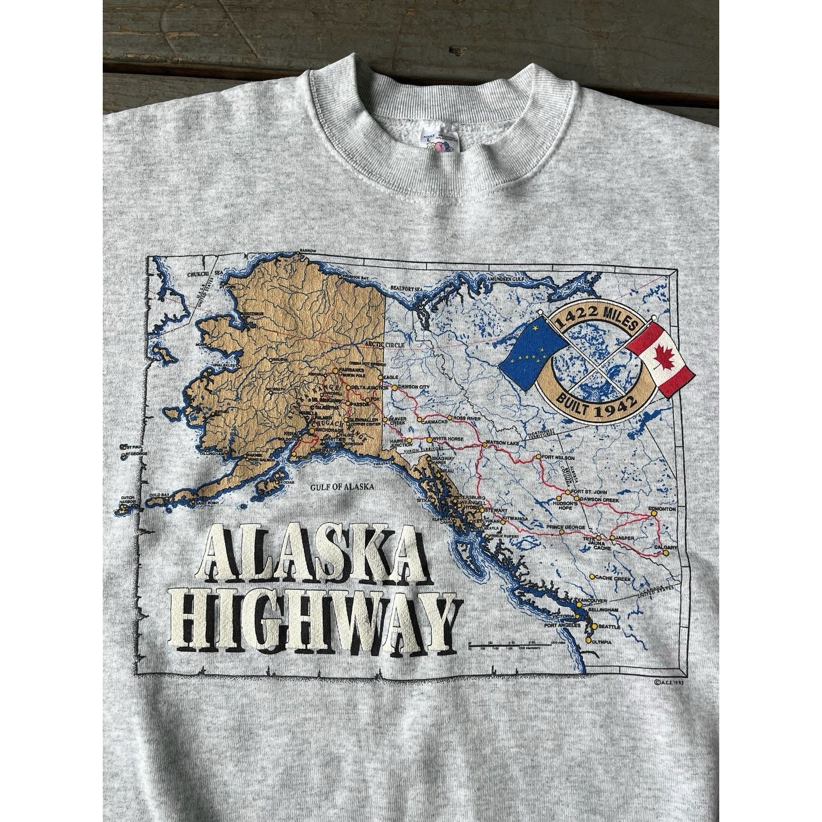 Fruit Of The Loom × Vintage Vtg Alaskan Highway Sweatshirt L Fruit Of The Loom 90's USA Size US L / EU 52-54 / 3 - 3 Thumbnail