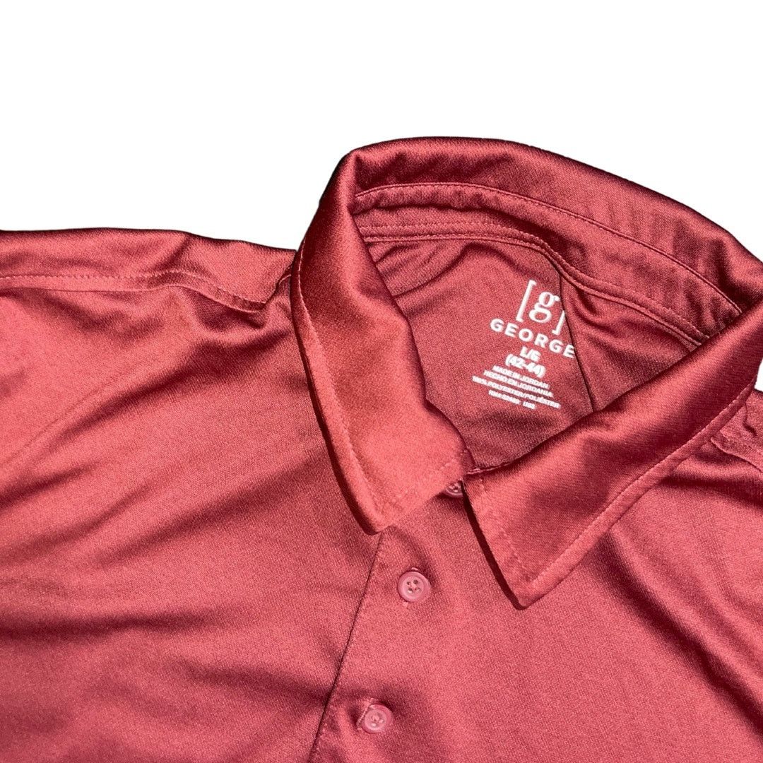 George Bundle 2 George Polo Shirt Burgundy Blue Large Golf Preppy Size US L / EU 52-54 / 3 - 4 Thumbnail