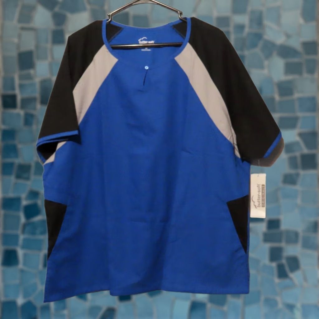 Vintage Butter-soft V-Neck 3XL Scrub Top Women Blue Gray Black NWT Cotton Blend Solid Nurse Medical Shirt Size US XXL / EU 58 / 5 - 1 Thumbnail