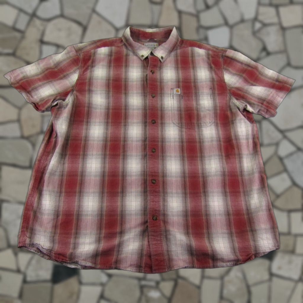 Carhartt VINTAGE Carhartt Button-Up Shirt Mens 2XL Red Plaid Relaxed Fit Short Sleeve Utility Button-Down Collared Size US XXL / EU 58 / 5 - 1 Thumbnail