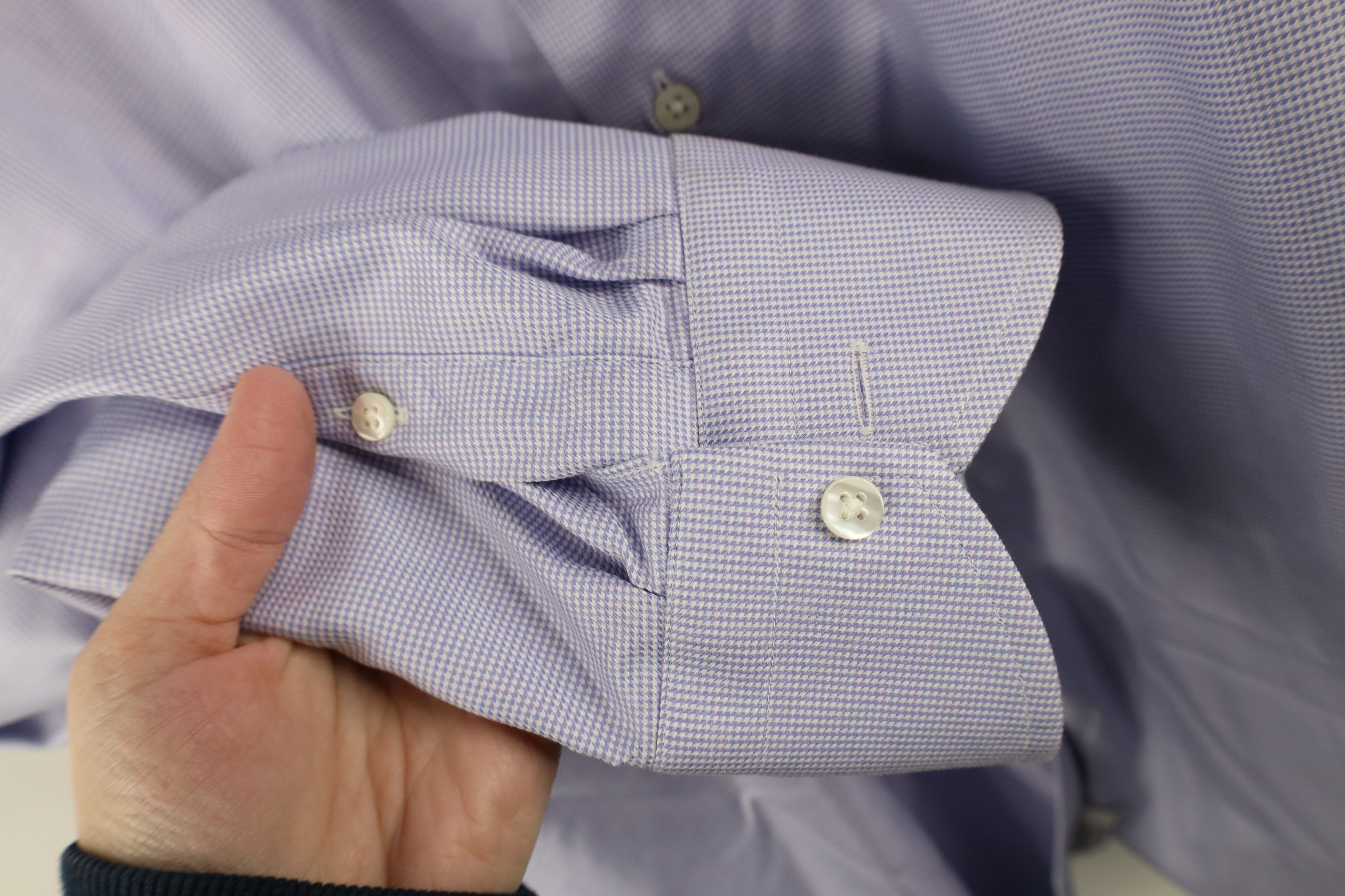 Canali × Vintage Canali Houndstooth Long Sleeve Button Shirt Cotton Blue Size US M / EU 48-50 / 2 - 6 Thumbnail