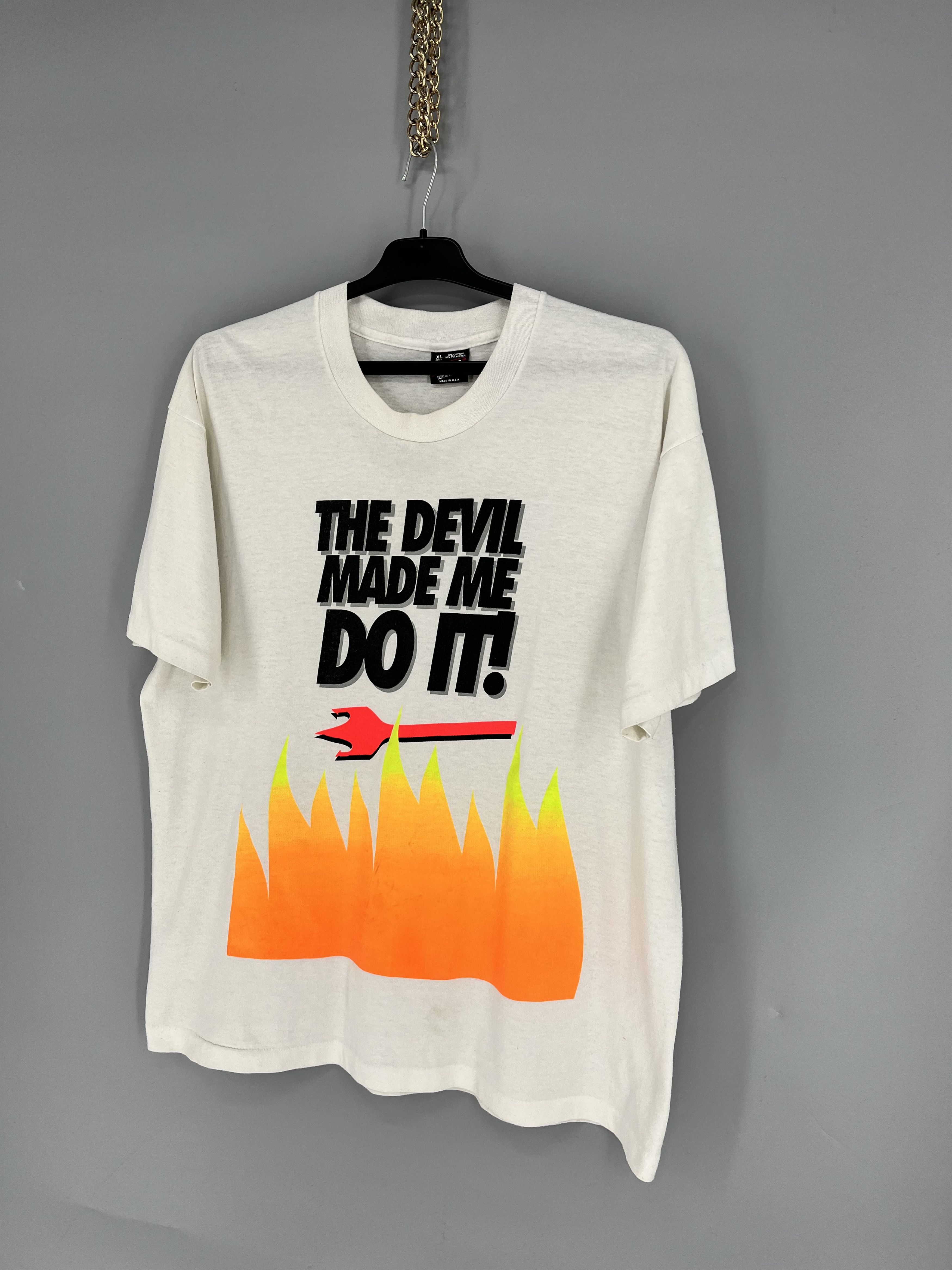 Band Tees Vintage 90s The Devil Made Me Do It Graphic WOOD DEVIL Size US XL / EU 56 / 4 - 3 Thumbnail