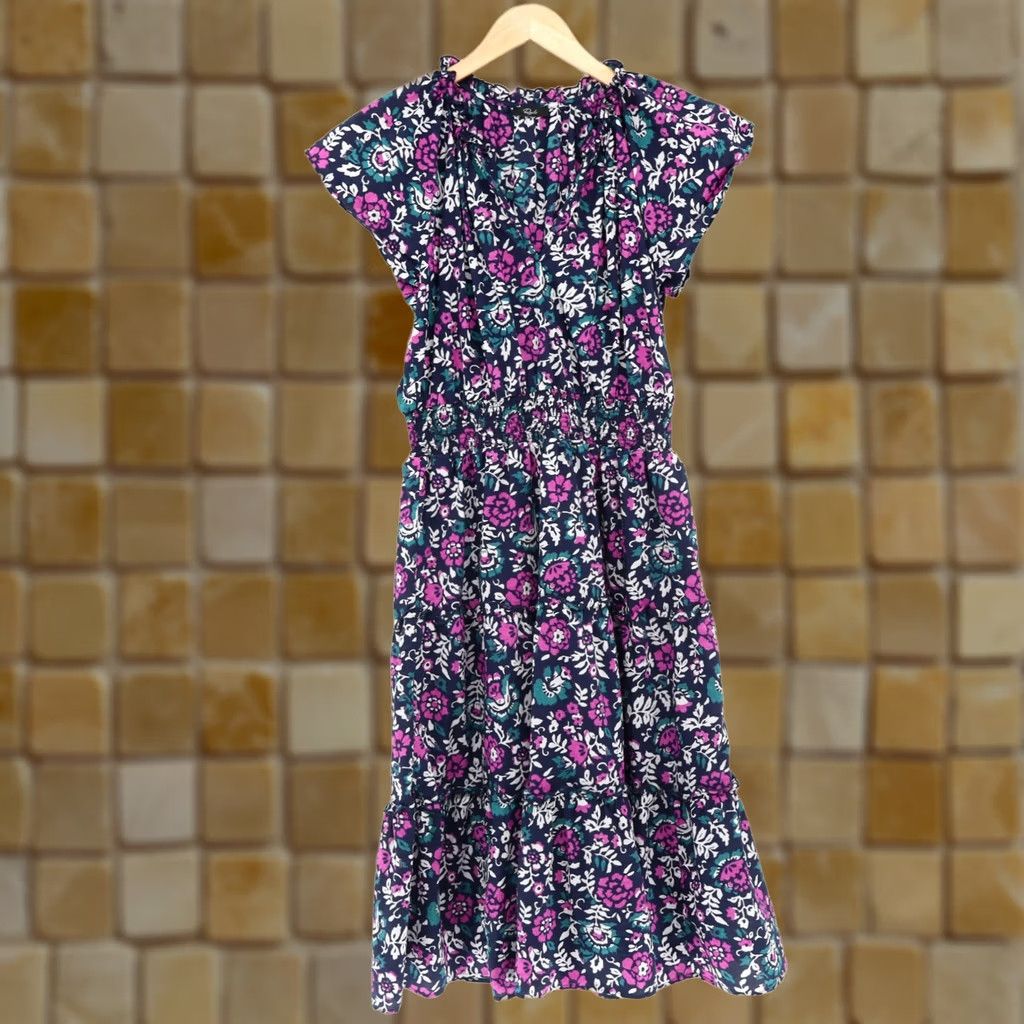 Rails Rails Amellia Woodblock Botanical Print Midi Dress L Multicolor Ruffle Floral Size L / US 10 / IT 46 - 1 Thumbnail