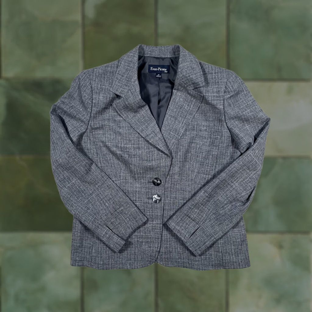 Evan Picone VINTAGE Evan-Picone Blazer Jacket Womens 14 Gray Check Tailored Lined Workwear Size XL / US 12-14 / IT 48-50 - 1 Thumbnail