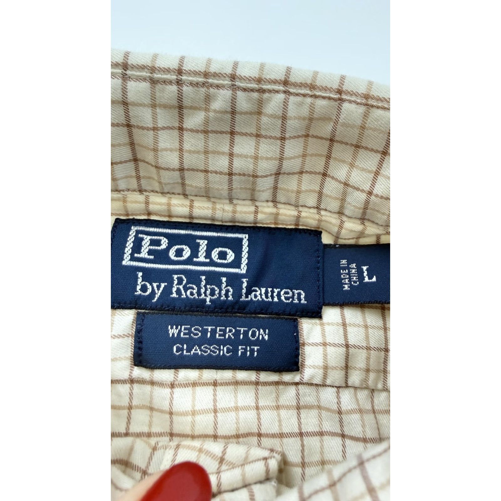 Polo Ralph Lauren Polo Ralph Lauren Shirt Mens Large Beige Check Westerton Classic Button Front Size US L / EU 52-54 / 3 - 4 Thumbnail