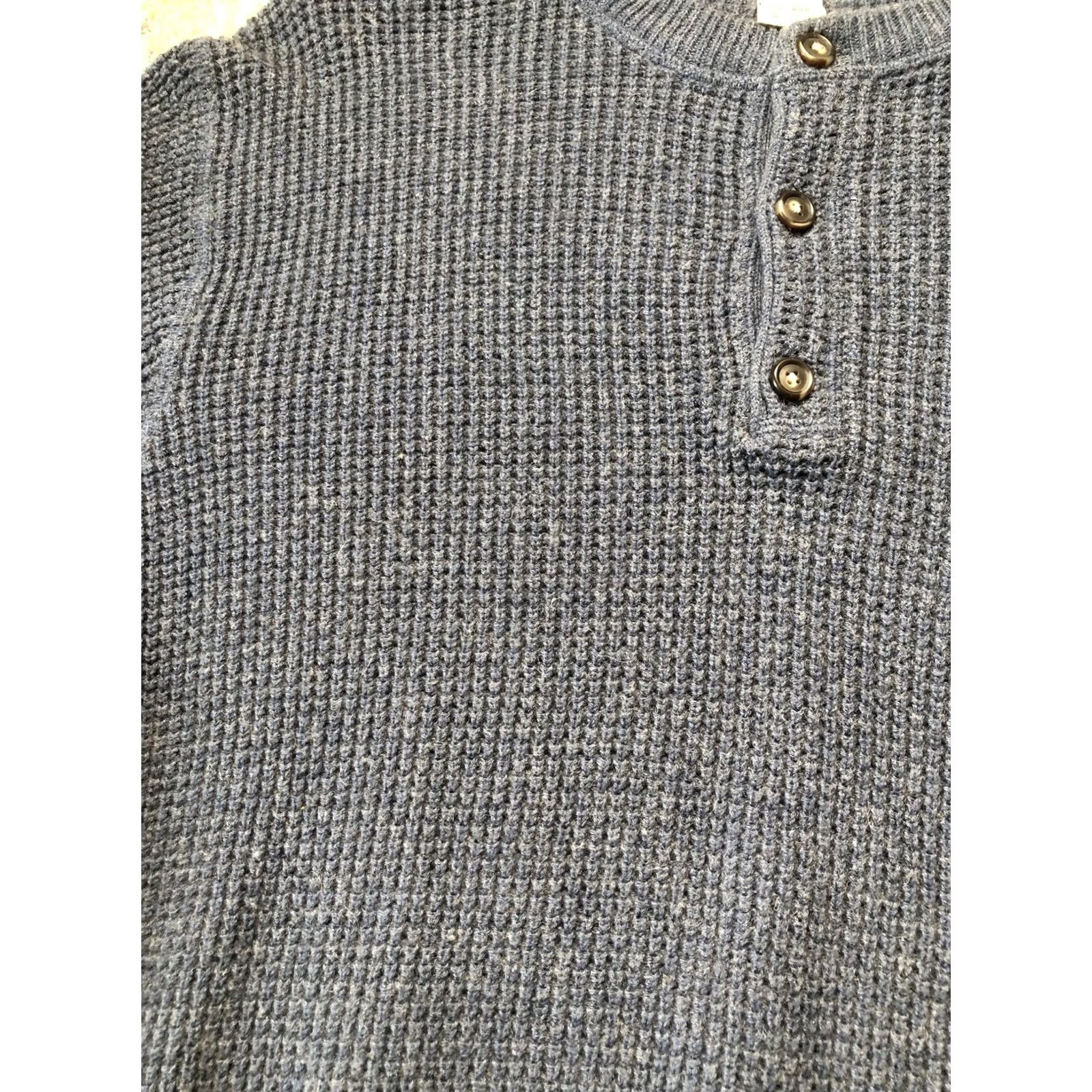 Vintage LL Bean Sweater Mens XLT Blue Waffle Knit Henley Cotton Wool Thermal Long Sleeve Crew Neck Size US XL / EU 56 / 4 - 3 Thumbnail