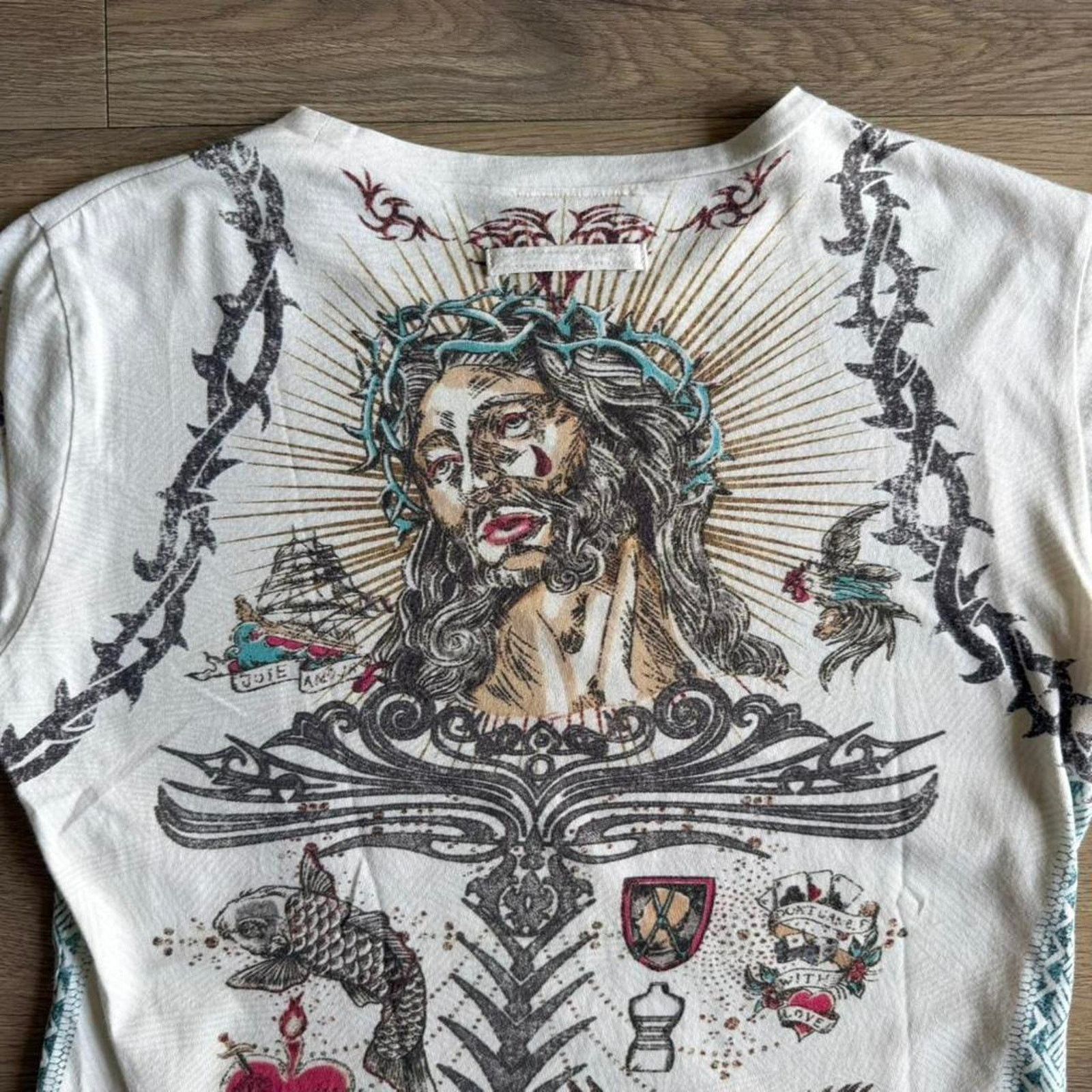 Jean Paul Gaultier Jean Paul Gaultier Jesus & Mary Tattoo Print T-Shirt Size US XXS / EU 40 - 5 Thumbnail