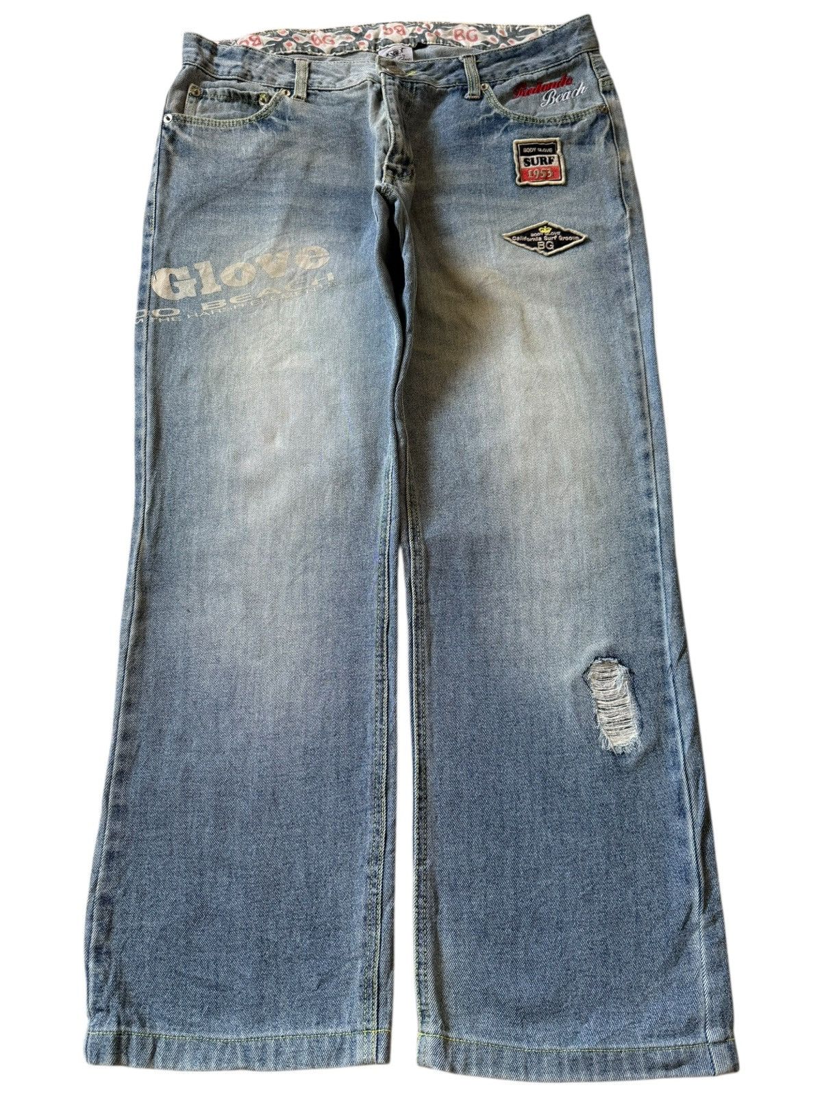 Body Glove Vintage Body Glove Faded Wash Distressed Loose Jeans Size US 34 / EU 50 - 1 Thumbnail