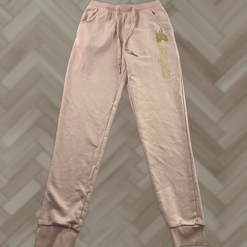 Disney VINTAGE Disneyland Gold Embroidered Jogger Sweatpants Women's XS Pink Size 26" / US 2 / IT 38 - 1 Thumbnail
