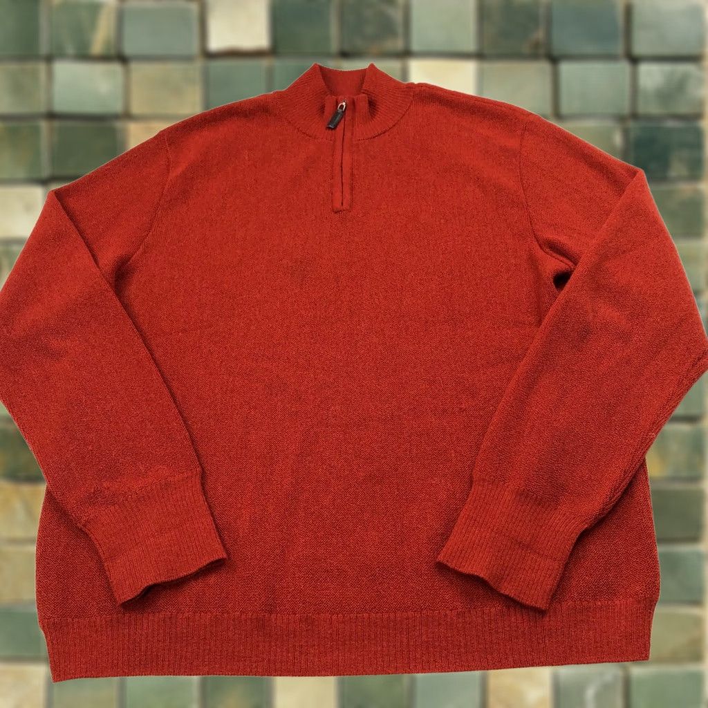 Paul Stuart Paul Stuart Pullover XL 100% Alpaca 1/4 Zip Mock Neck Sweater Orange Men Shirt Size US XL / EU 56 / 4 - 1 Thumbnail