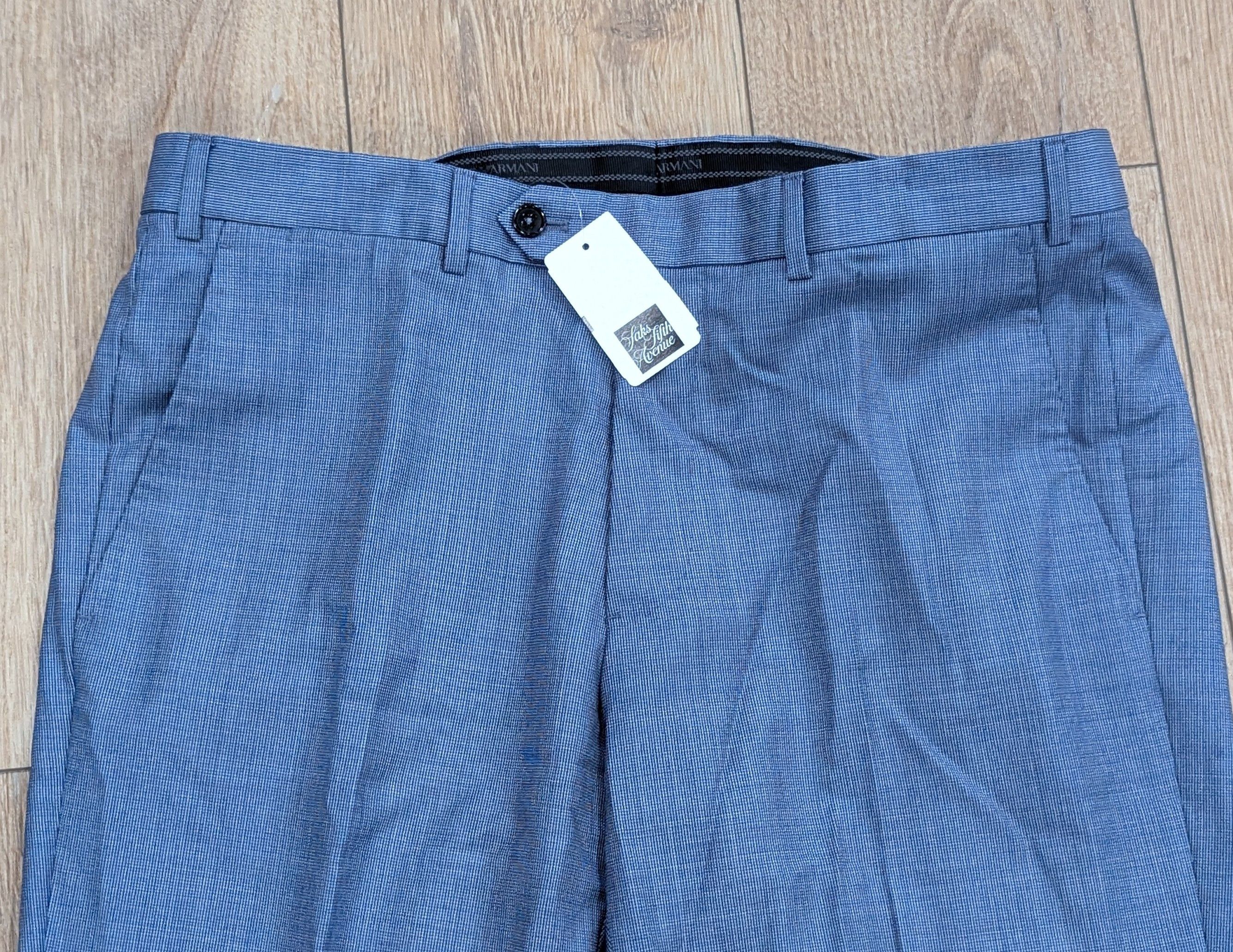 Emporio Armani Emporio Armani Flat Front Dress Pants Blue 50 US 34 Size US 34 / EU 50 - 2 Thumbnail