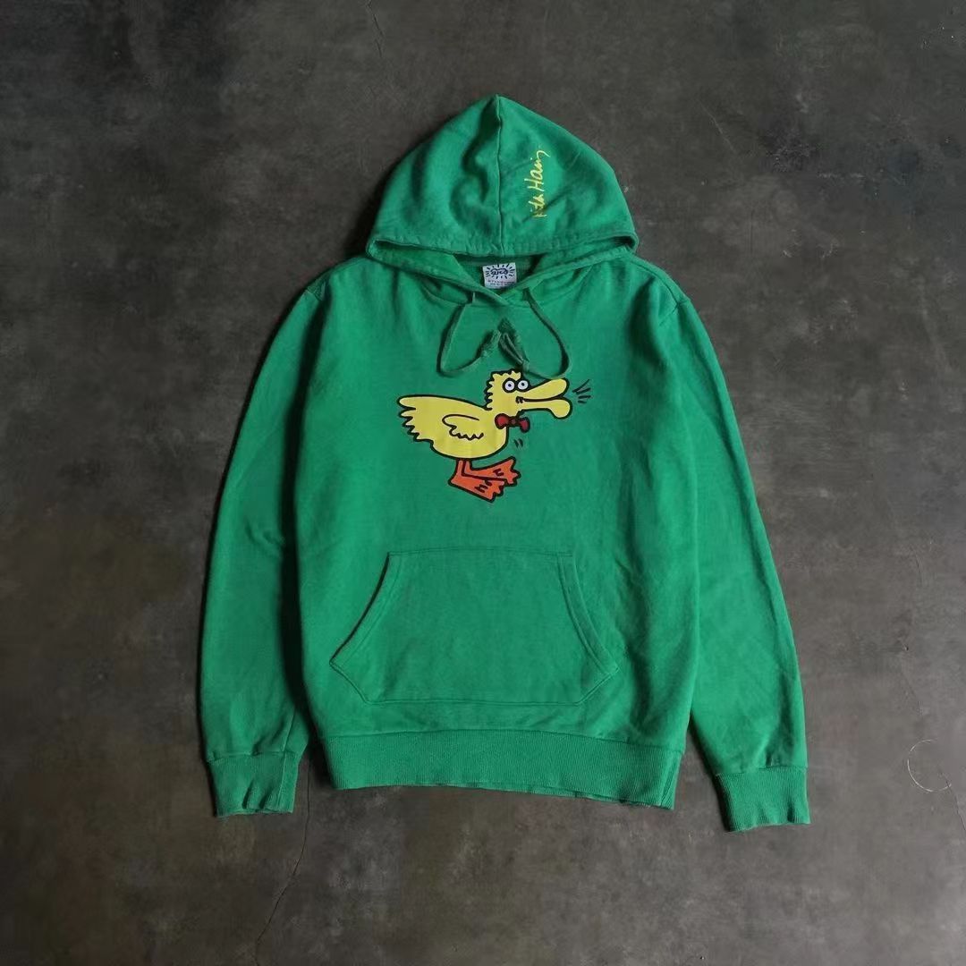 Designer × Japanese Brand Green retro cartoon duck print cotton hoodie Size US L / EU 52-54 / 3 - 1 Thumbnail
