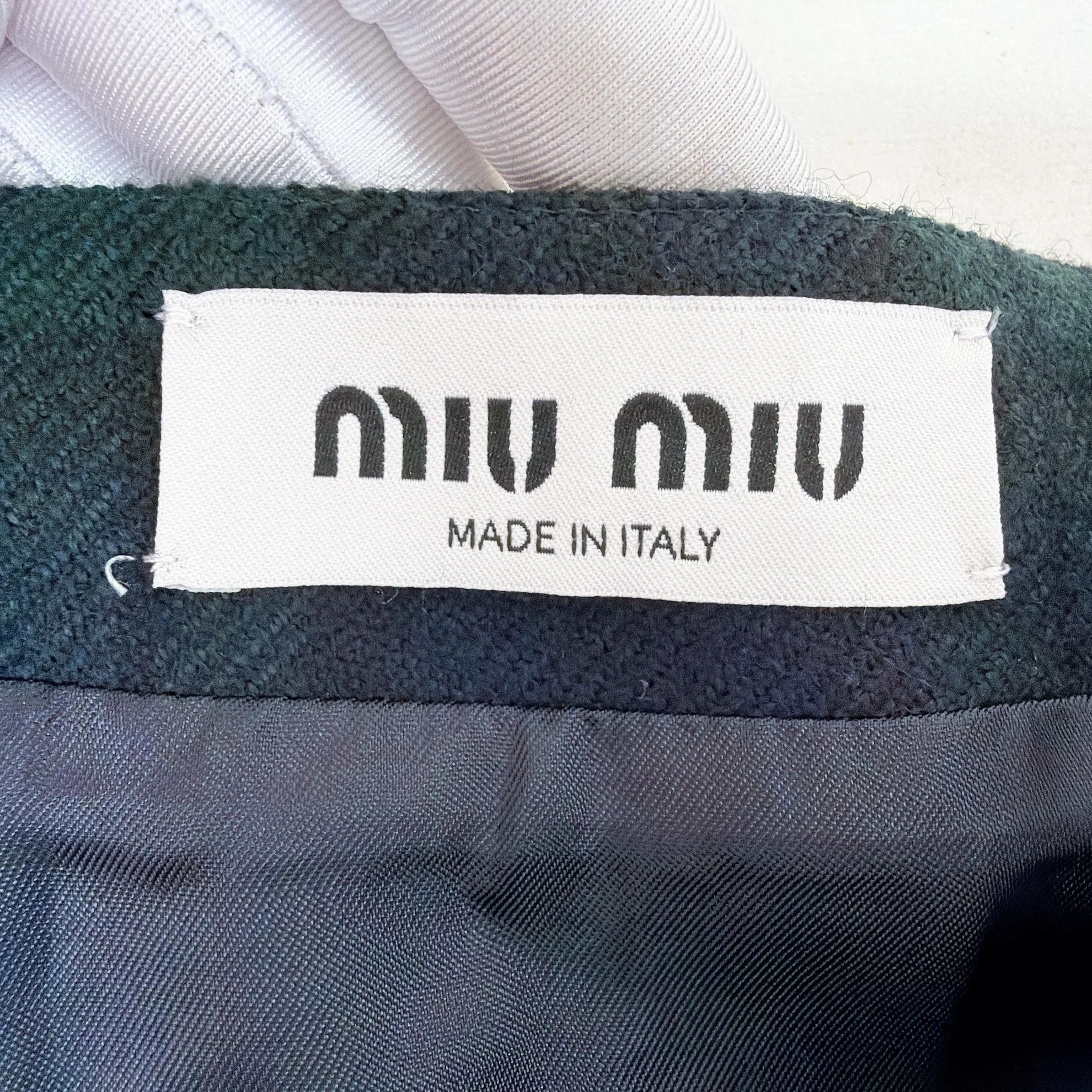Miu Miu MIU MIU Checkered Color-Blocked Wool Pleated Skirt 36 Size 25" / US 0 / IT 36 - 6 Thumbnail