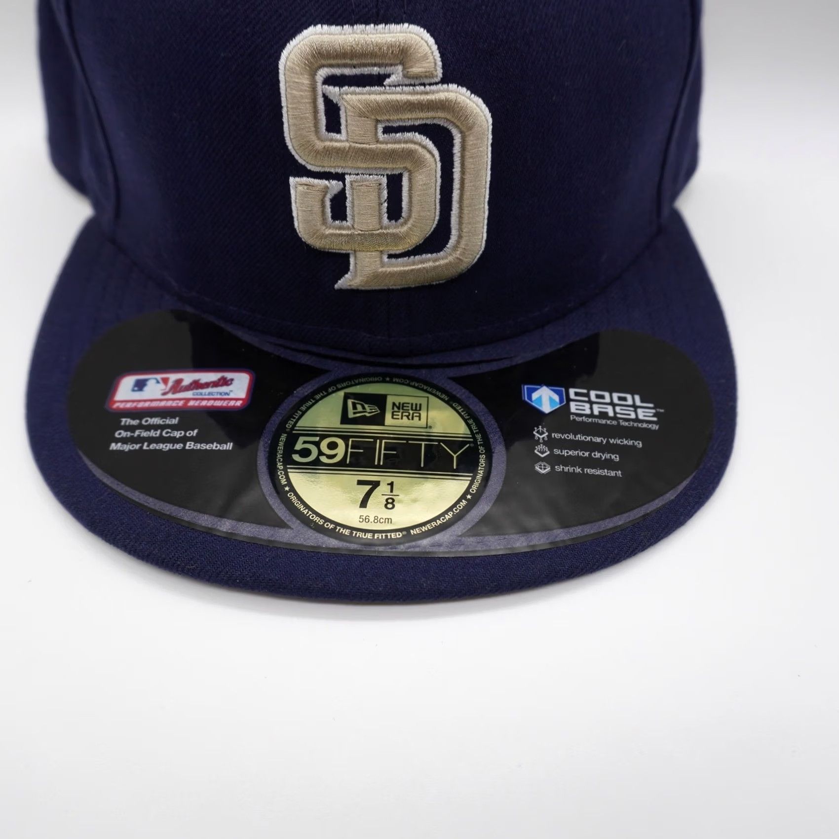 New Era New Era 59FIFTY San Diego Padres Hat Mens 7 1/8 Navy Blue MLB Fitted Cool Base Size ONE SIZE - 3 Thumbnail