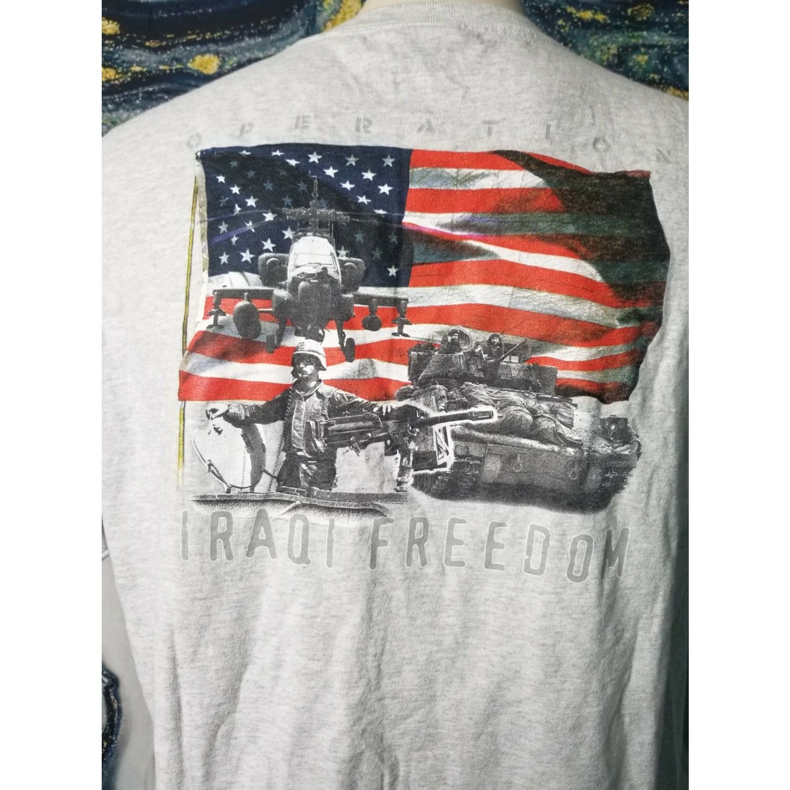 Anvil VINTAGE Operation Iraqi Freedom Combat Veteran Graphic T Shirt Mens XL Gray Crew Neck Short Sleeve Cotton Anvil Army Military 2000s Mens Size US XL / EU 56 / 4 - 2 Thumbnail