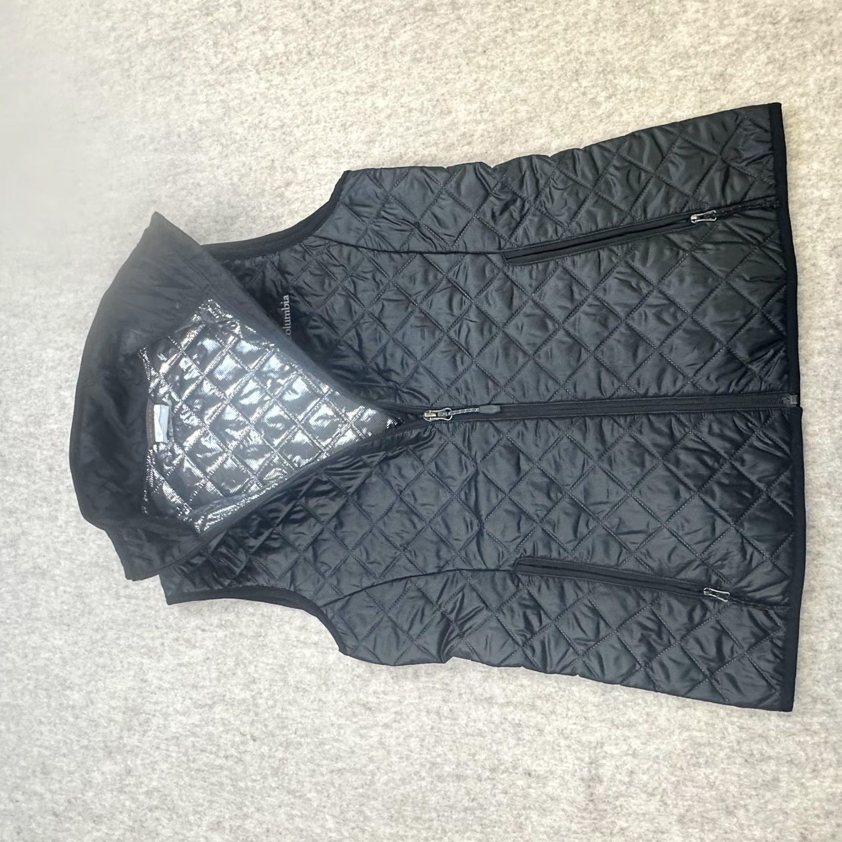 Vintage Columbia Vest Womens Medium Black Omni-Heat Quilted Insulated Full Zip Pockets Size M / US 6-8 / IT 42-44 - 3 Thumbnail