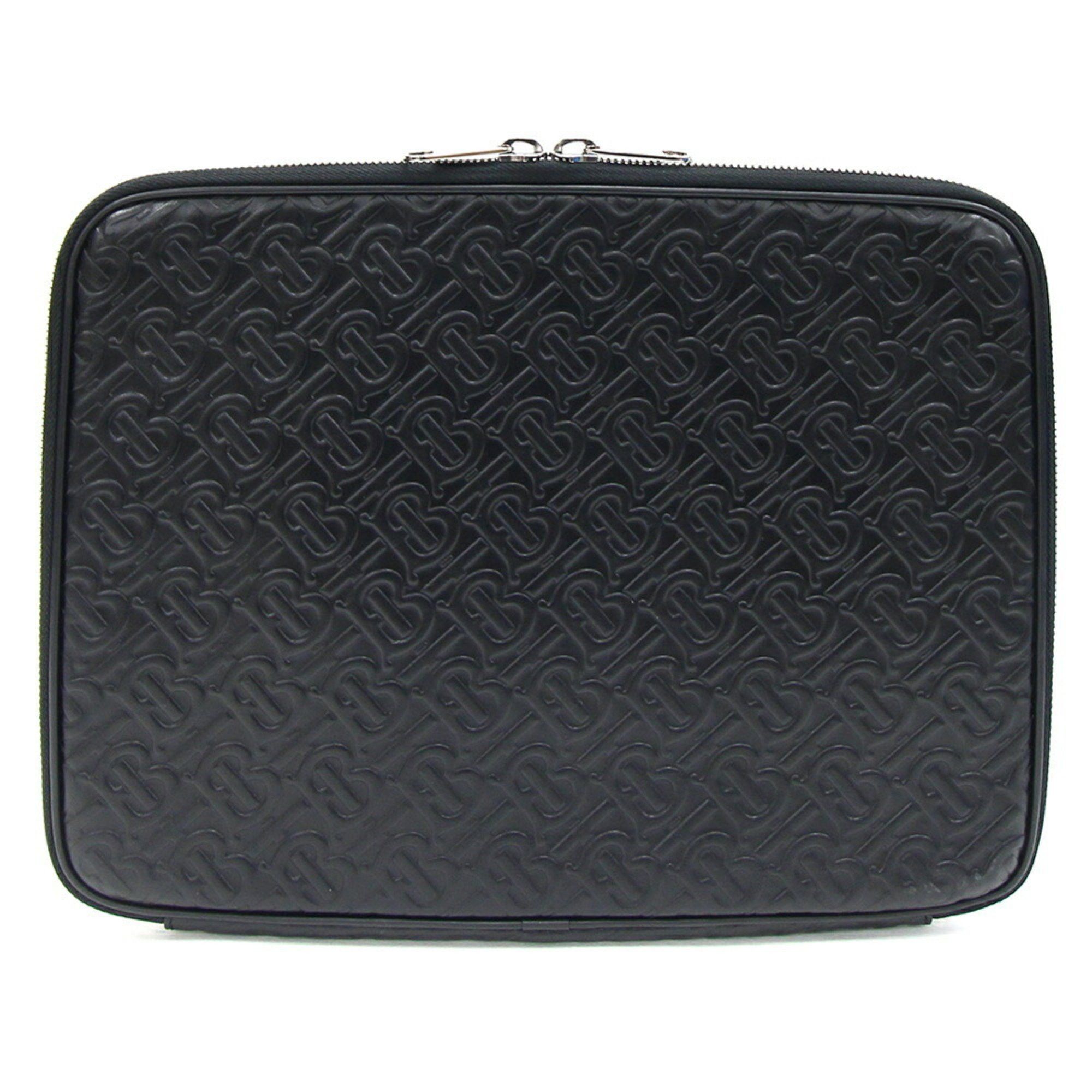 Burberry Burberry clutch bag TB Monogram laptop case black leather PC document men's BURBERRY Size ONE SIZE - 1 Thumbnail