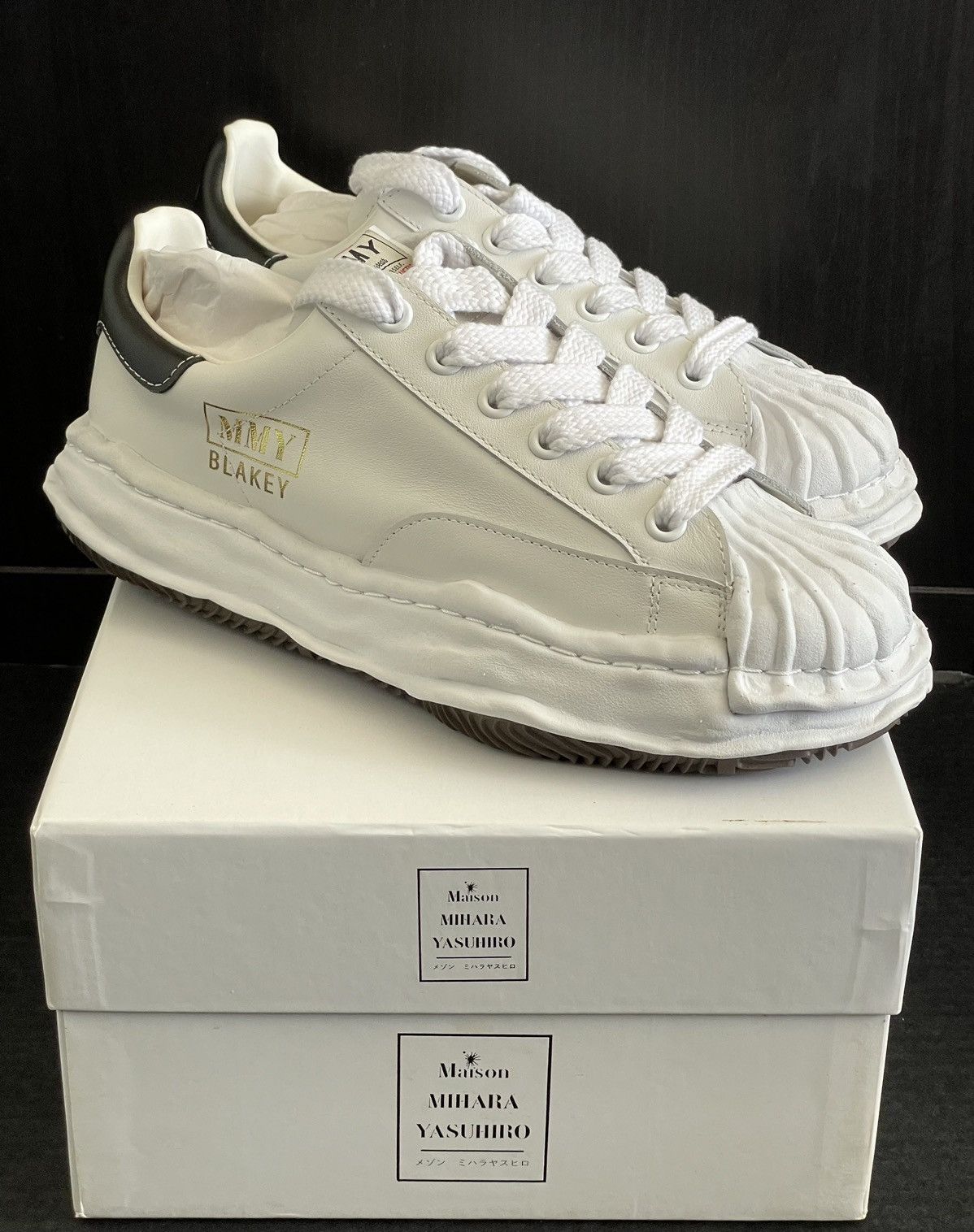 Maison MIHARA YASUHIRO × Miharayasuhiro White/black Blakey low-top 