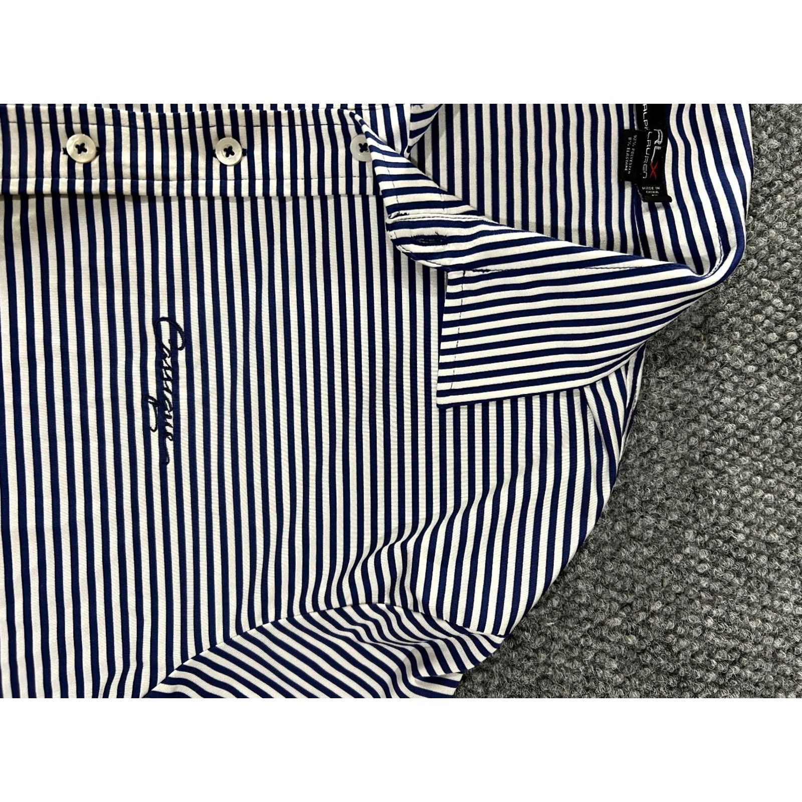 RLX Ralph Lauren RLX Ralph Lauren Polo Shirt Mens Large Blue White Striped Stretch Performance Golf Casual Shirt Size US L / EU 52-54 / 3 - 4 Thumbnail