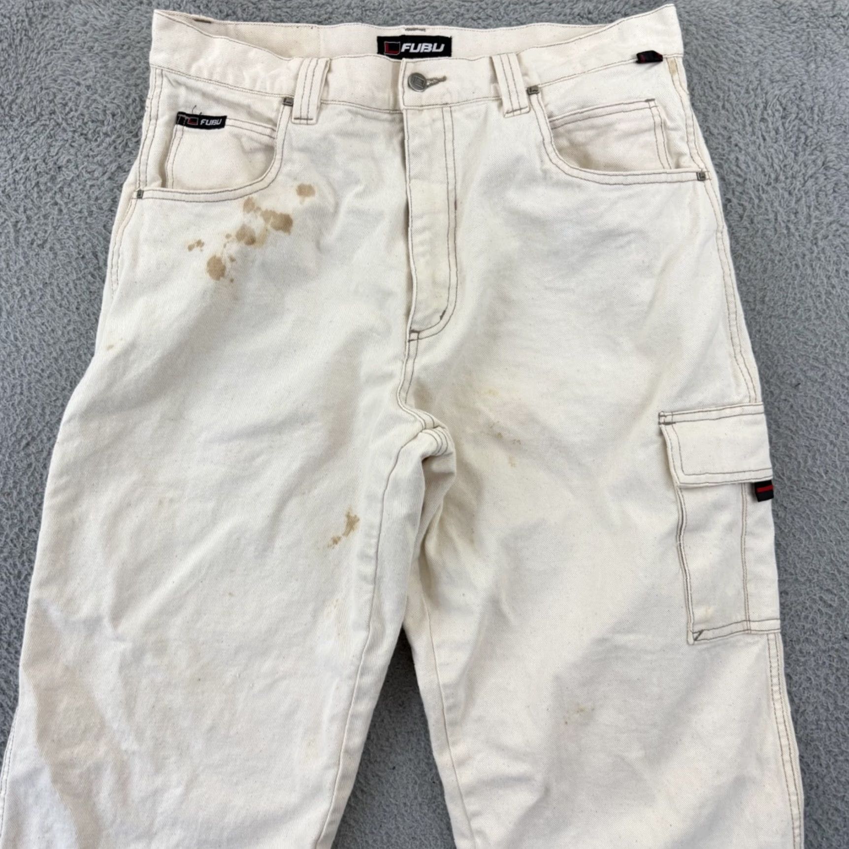 Fubu VINTAGE FUBU Jeans Mens 36x34 White Denim Carpenter Baggy Hip Hop 90s Loose Shirt Jeans Mens 90s Hip Hop White Denim Baggy Wide-Leg Relaxed 90s FUBU Size US 36 / EU 52 - 4 Thumbnail