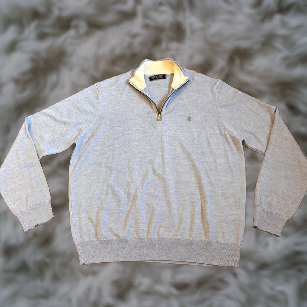 Vintage Mens River Woods Golf Pullover Sweater 1/2 Zip Blue Merino Wool 3XL Size US XXL / EU 58 / 5 - 1 Thumbnail
