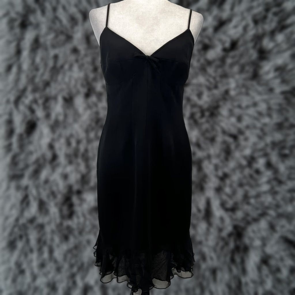 Jones New York JONES NEW YORK Black Slip Dress Women's Size 6 Sleeveless  Lined Flutter Hem Knee Length