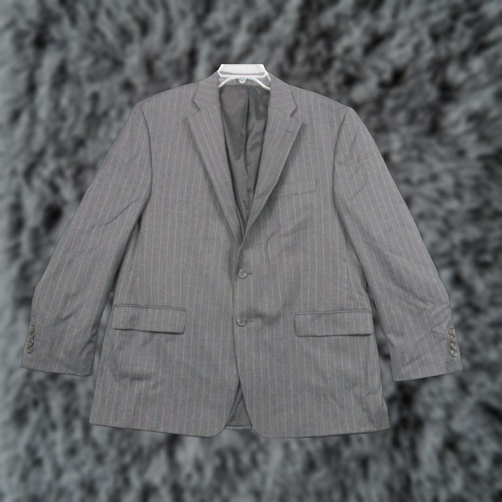 Ralph Lauren Lauren Ralph Lauren Blazer Mens 44R Gray Pinstripe 100% Wool Two Button Jacket Sl Size 44R - 1 Thumbnail