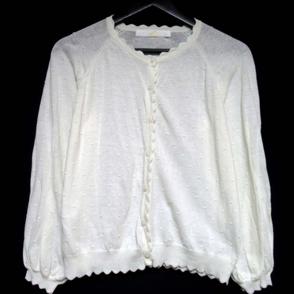Other Other PINK HOUSE Scallop Dot Knit Cardigan Cotton Tops DUTY FREE for USA Size ONE SIZE - 1 Thumbnail