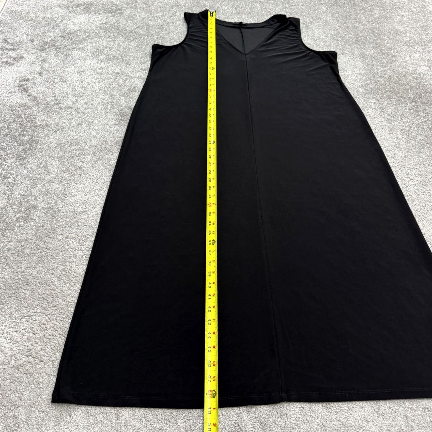 Agolde Franne Golde Sleeveless Maxi Shift Dress Womens 2XL Black V-Neck Stretch Classic Size XXL / US 16-18 / IT 52-54 - 7 Thumbnail