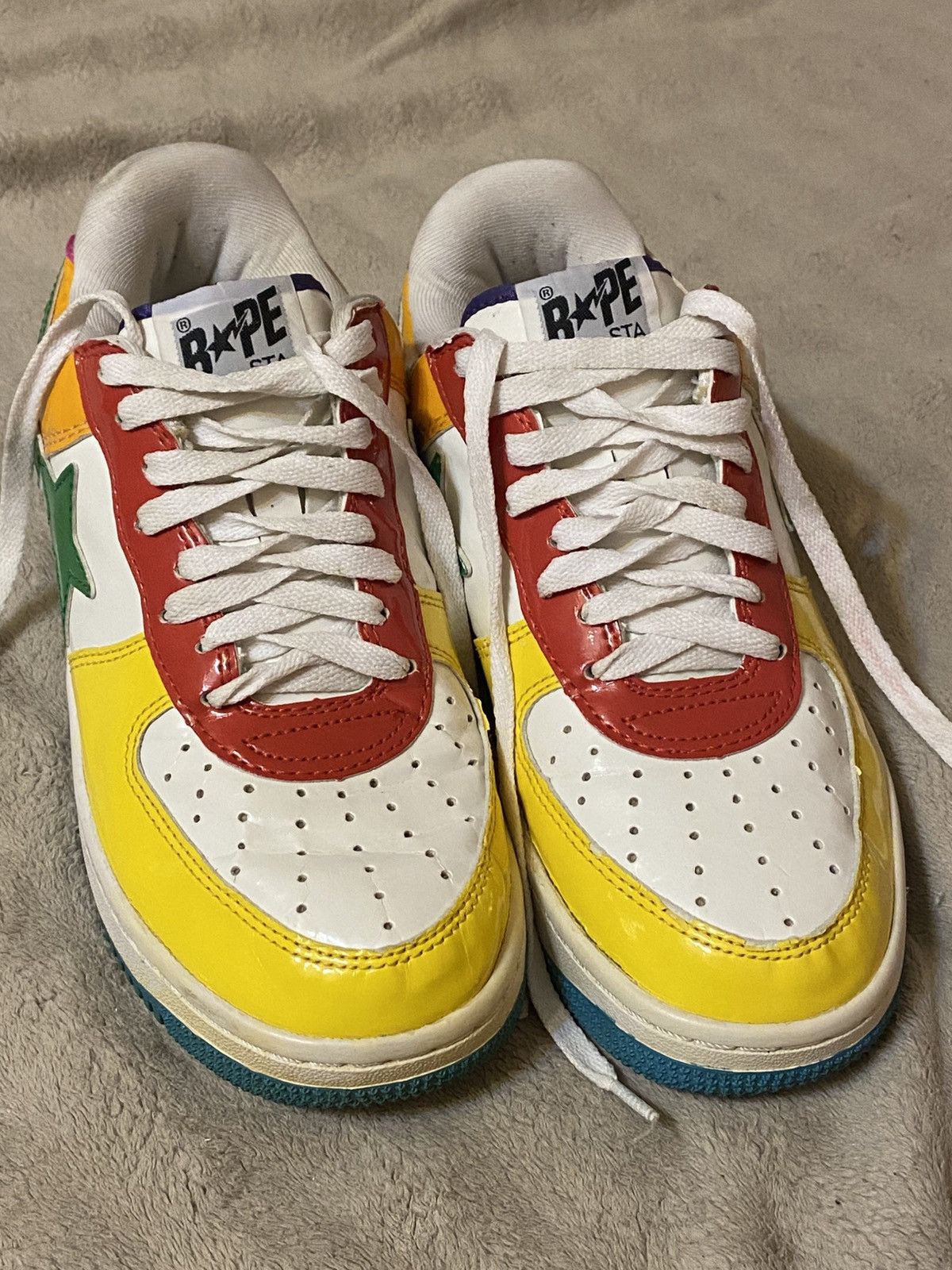 Bape A Bathing Ape Baby Milo Patent Leather Multi Colour Bapesta Size US 9 / EU 42 - 2 Thumbnail