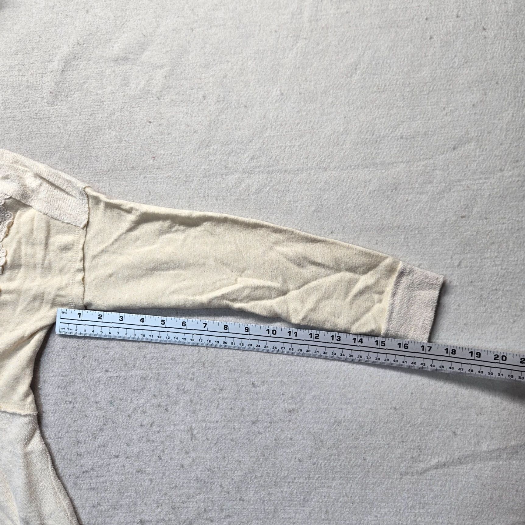 Vintage Cato Hoodie Women's L Beige Floral Lace Knit Pullover Boho V-Neck All Seasons Hooded Pockets Bohemian Regular Size L / US 10 / IT 46 - 5 Thumbnail
