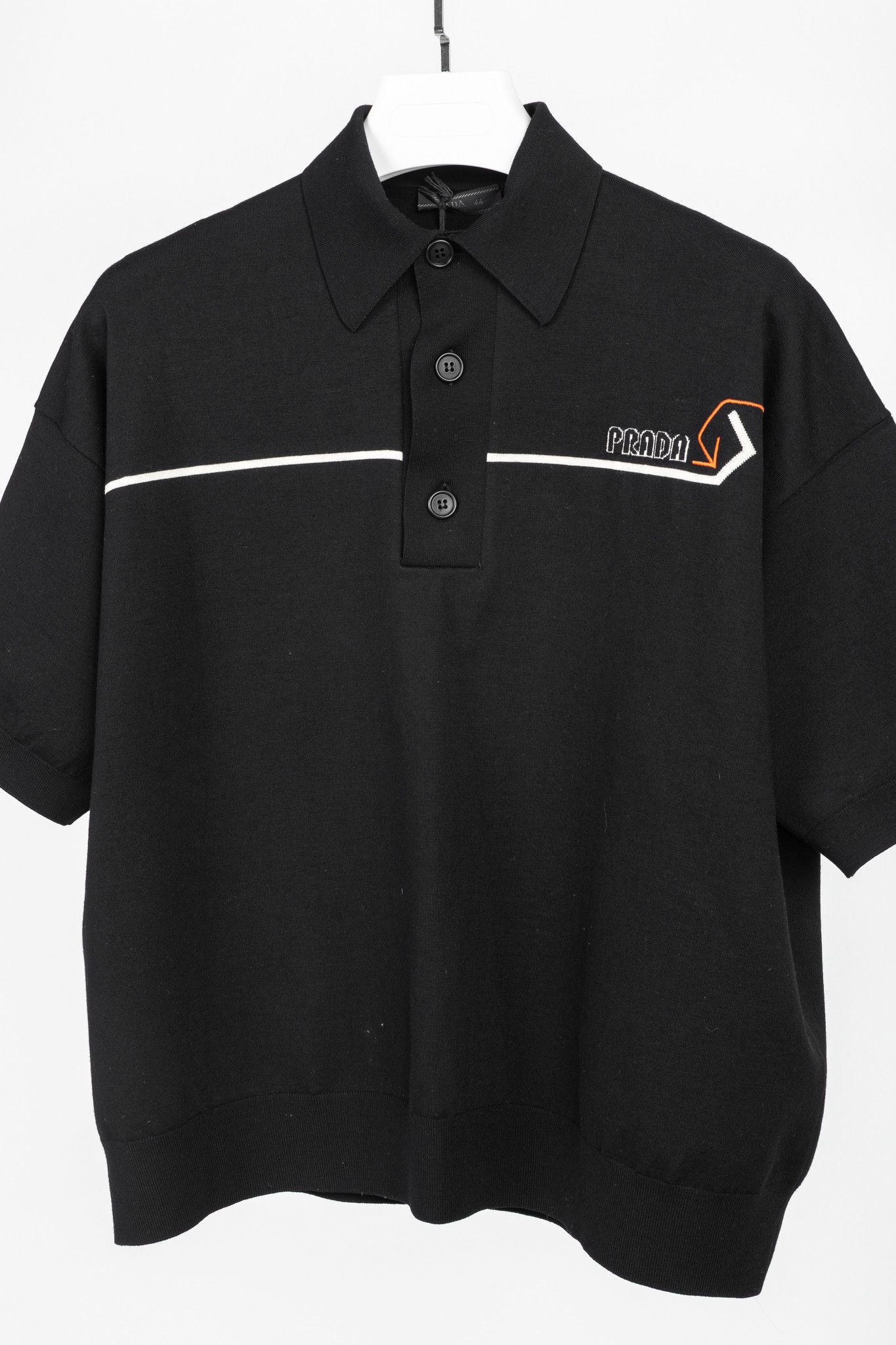 Prada Prada AW/18 Nero Logo Oversized Knit Polo Size US XS / EU 42 / 0 - 3 Thumbnail