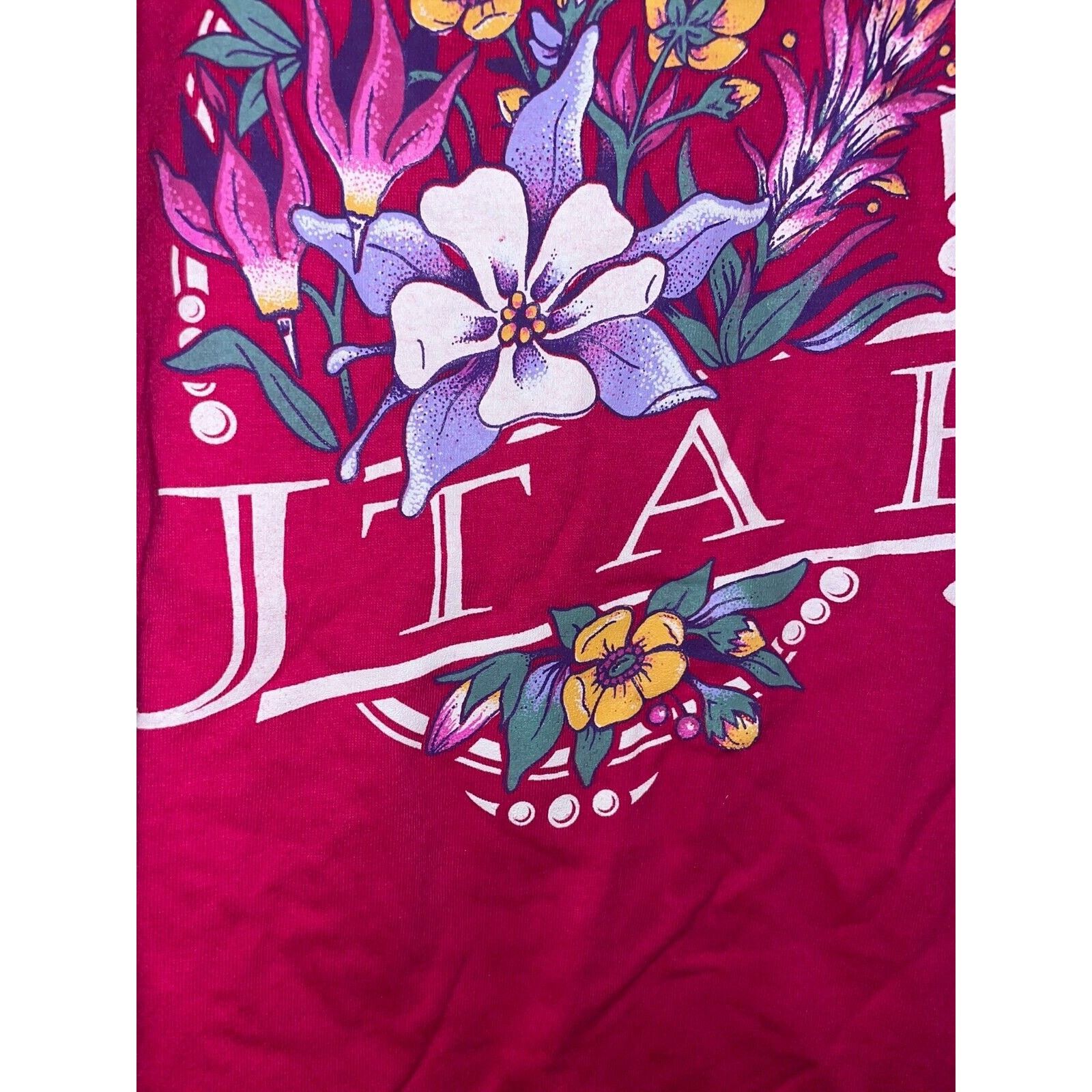 Jerzees Vintage Utah Pink Shirt Garden Flower Jerzees Tee VTG 90s M Size US M / EU 48-50 / 2 - 5 Thumbnail
