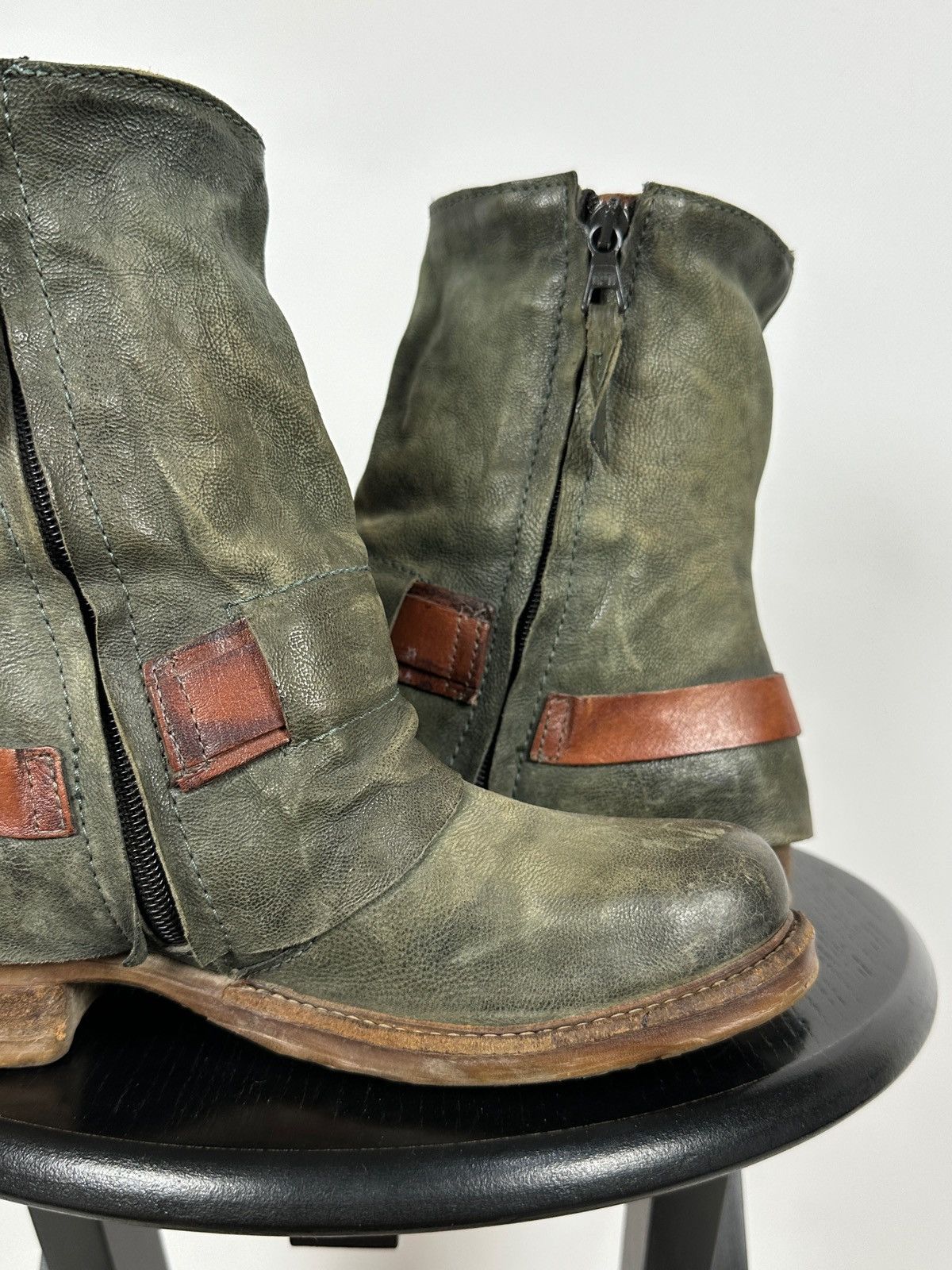 A.S.98 A.S.98. Airstep Leather Biker Ankle Buckle Strap Boots Size US 6 / IT 36 - 17 Thumbnail