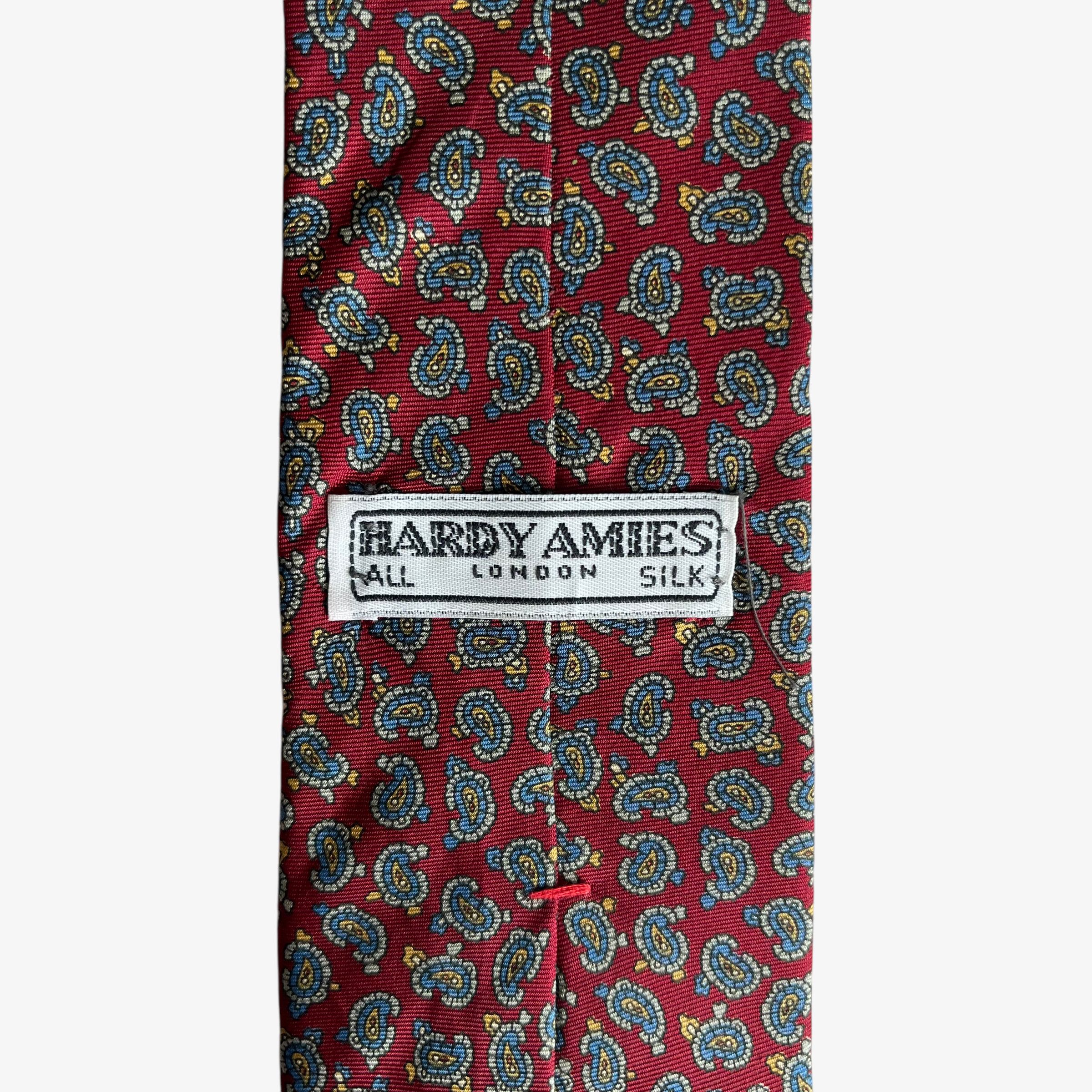 Hardy Amies Vintage 80s Hardy Amies Geometric Paisley Print Red Silk Tie Size ONE SIZE - 2 Thumbnail