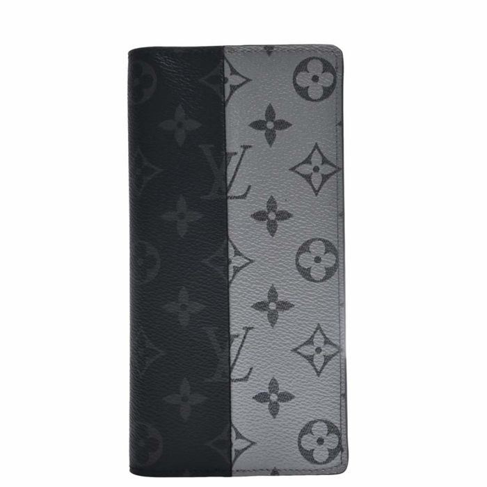 Louis Vuitton Louis Vuitton Eclipse Portefeuil Brazza Split Bifold Long Wallet M63027 Black Gray 2206