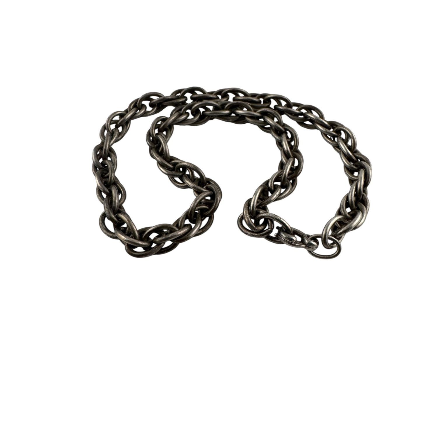 Other Vintage 1990s Unisex Silver Metal Link Choker Necklace 15" Size ONE SIZE - 2 Thumbnail