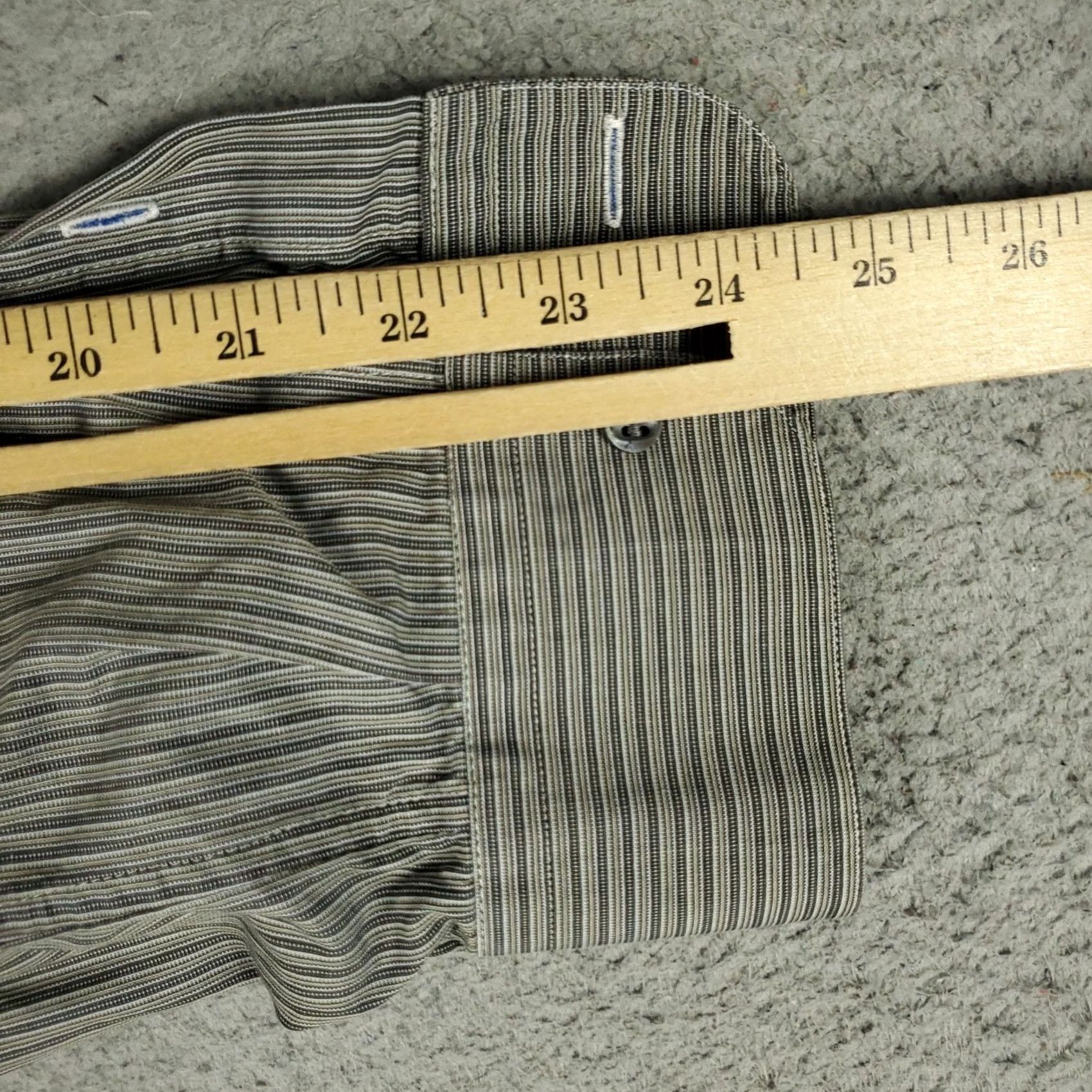 Ermenegildo Zegna Ermenegildo Zegna Shirt Mens 16.5 41 Beige Gray Striped Dress Button Up Size 46R - 6 Thumbnail
