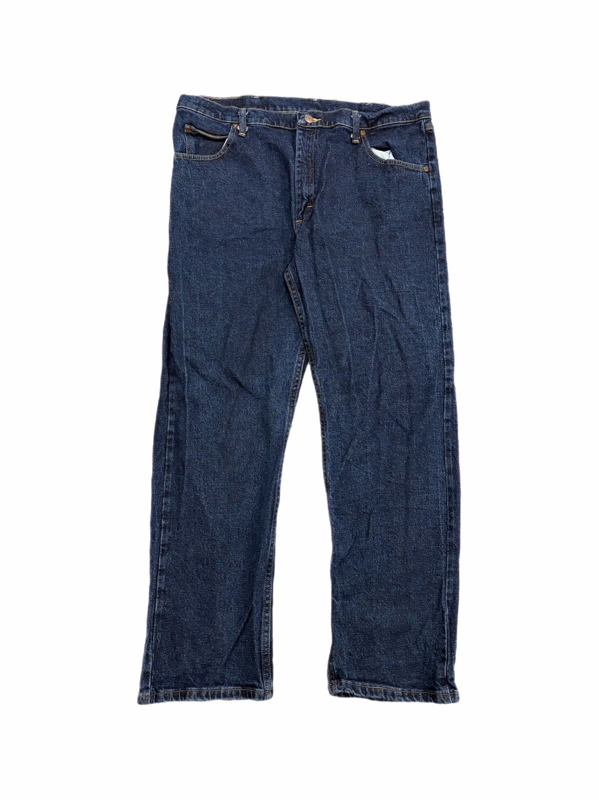 Wrangler Wrangler Jeans Mens 38x30 Dark Wash Blue Denim Straight Leg Size US 38 / EU 54 - 2 Thumbnail