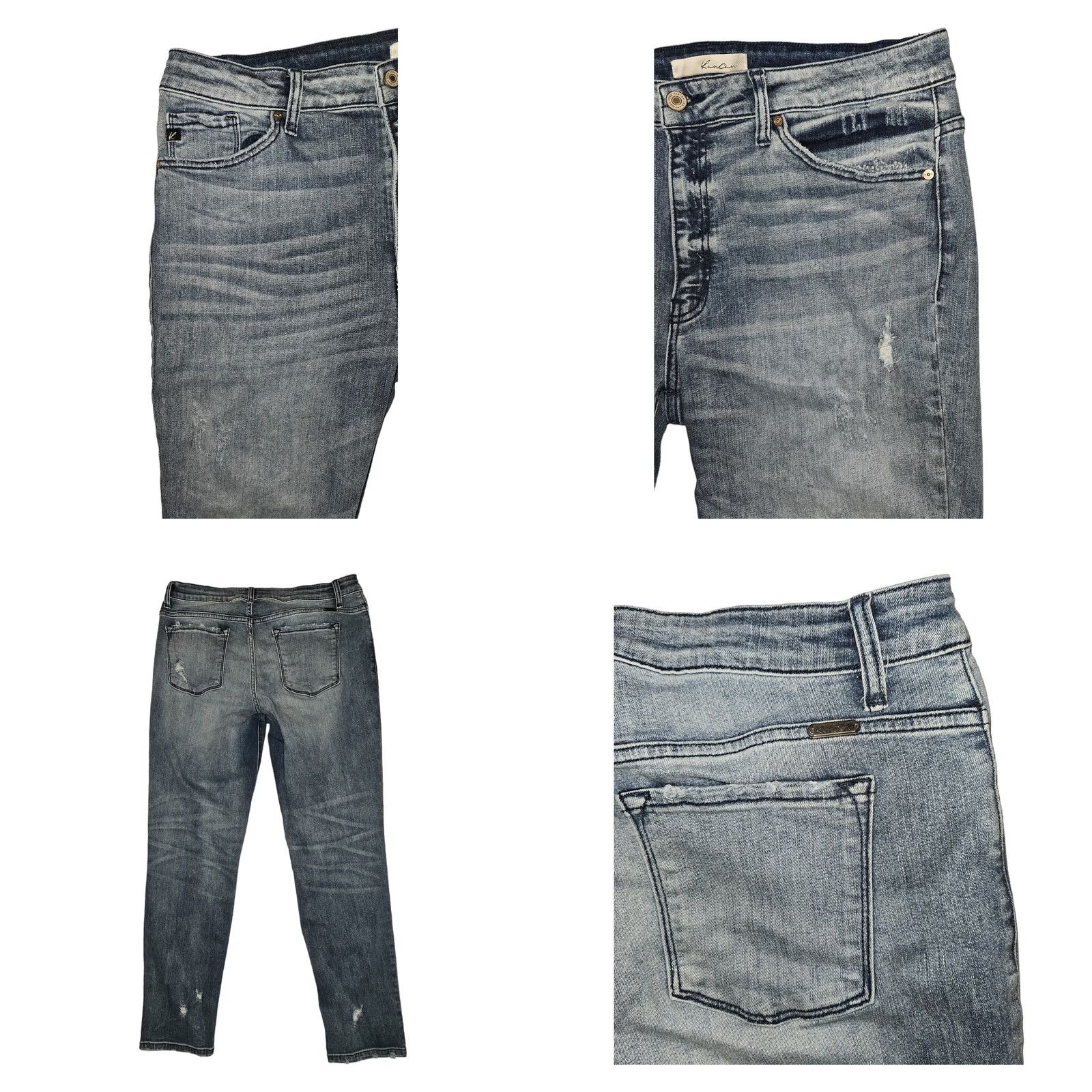 Vintage Kancan Cherish High Rise Skinny Jeans Women's 13 Distressed Stretch Blue 5-Pocket Inseam 29.5in Regular Size 34" / US 12 / IT 48 - 8 Thumbnail