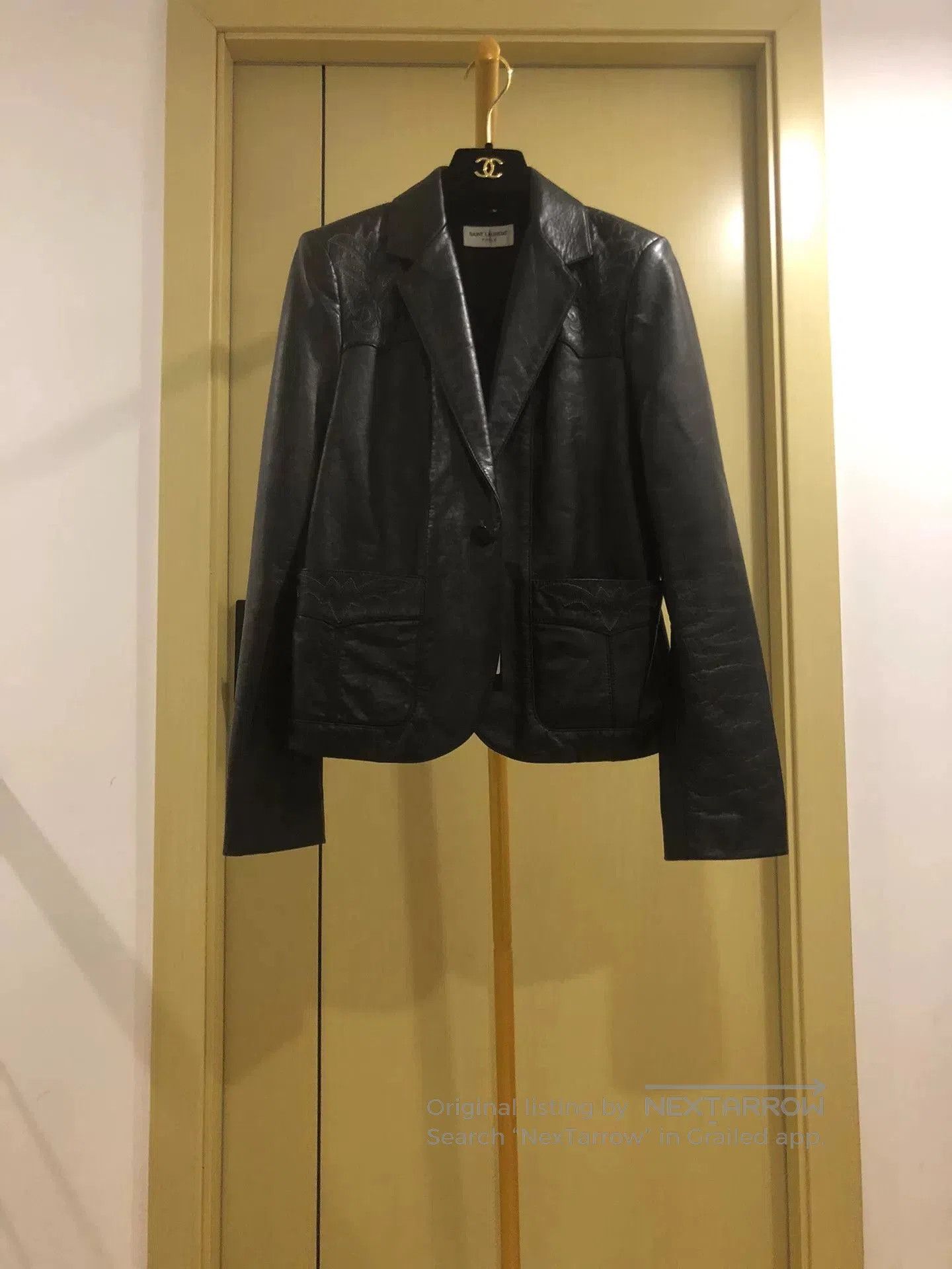 Saint Laurent Paris Saint Laurent Black Leather Blazer. Size M / US 6-8 / IT 42-44 - 1 Thumbnail